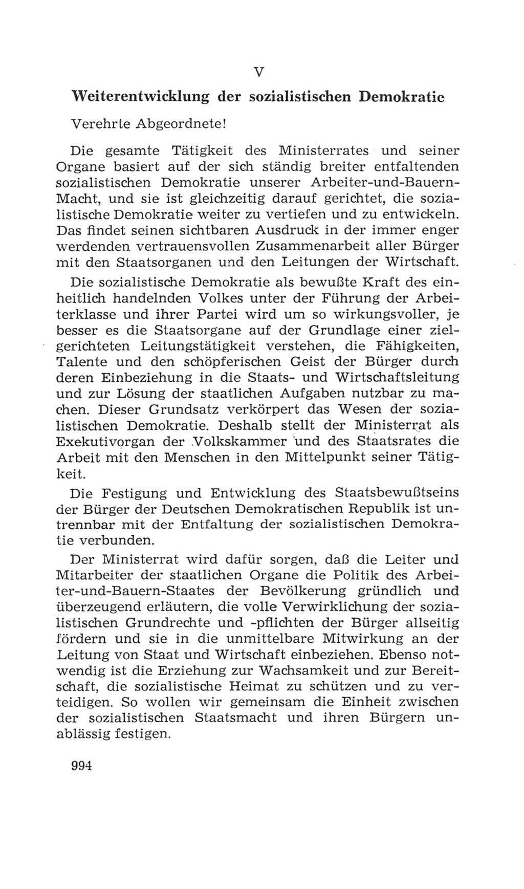 Volkskammer (VK) der Deutschen Demokratischen Republik (DDR), 4. Wahlperiode 1963-1967, Seite 994 (VK. DDR 4. WP. 1963-1967, S. 994)