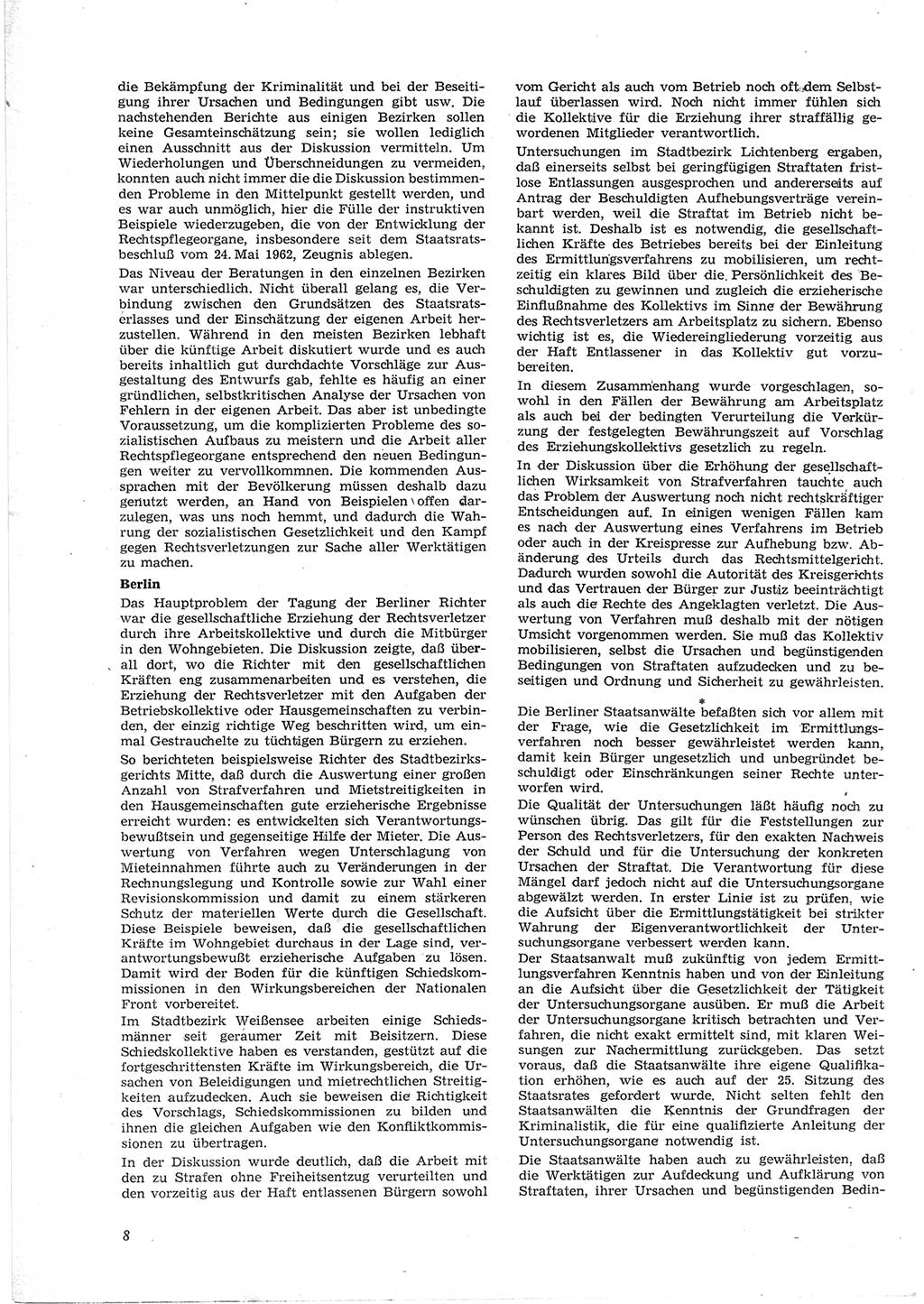 Neue Justiz (NJ), Zeitschrift für Recht und Rechtswissenschaft [Deutsche Demokratische Republik (DDR)], 17. Jahrgang 1963, Seite 8 (NJ DDR 1963, S. 8)