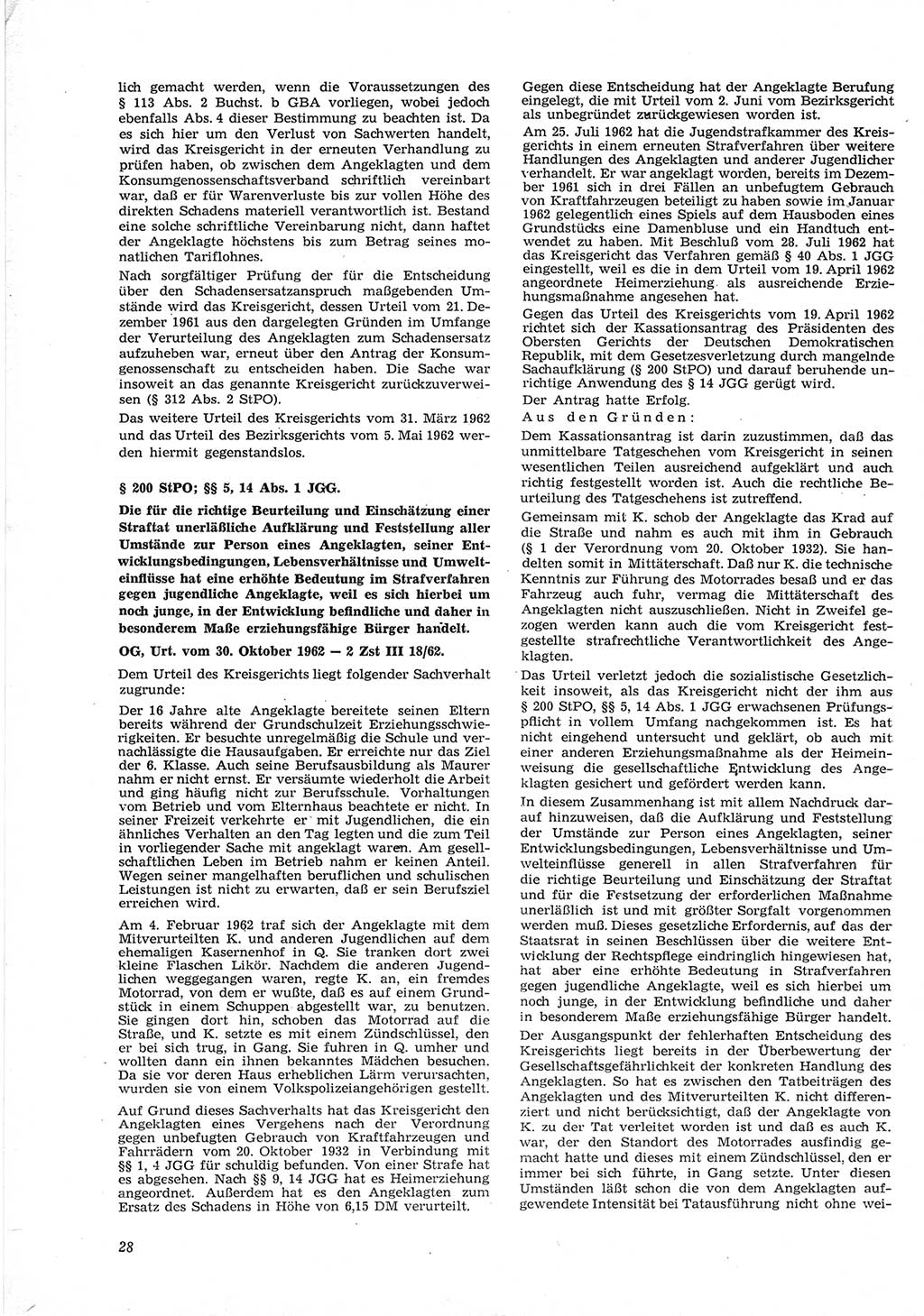 Neue Justiz (NJ), Zeitschrift für Recht und Rechtswissenschaft [Deutsche Demokratische Republik (DDR)], 17. Jahrgang 1963, Seite 28 (NJ DDR 1963, S. 28)