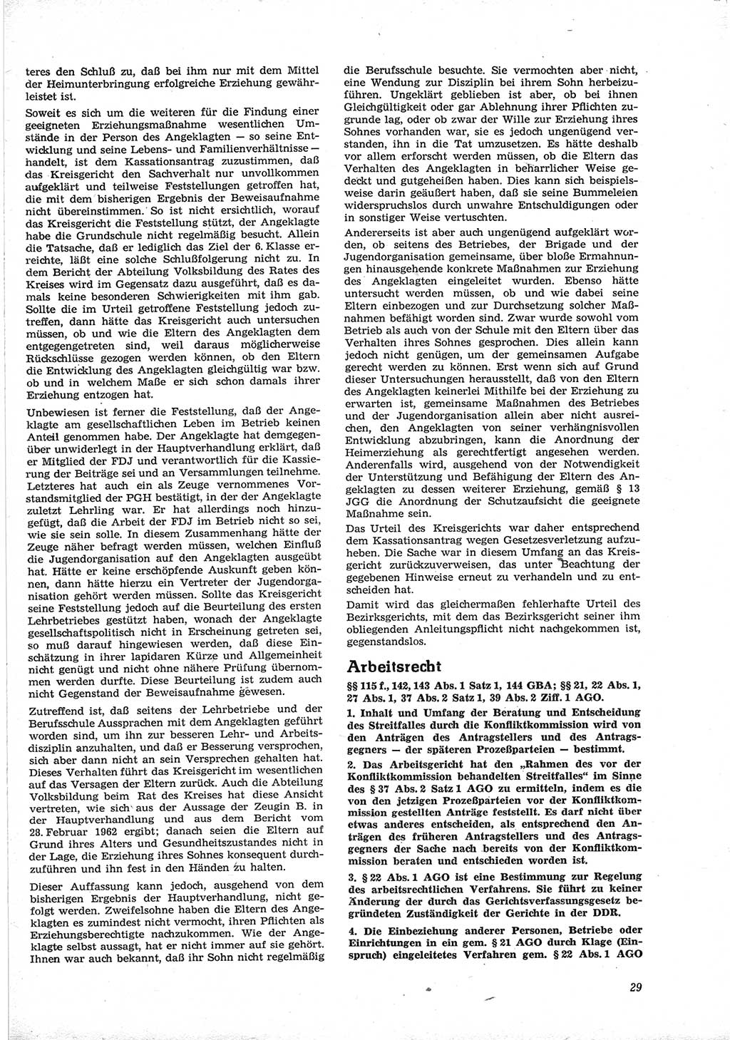 Neue Justiz (NJ), Zeitschrift für Recht und Rechtswissenschaft [Deutsche Demokratische Republik (DDR)], 17. Jahrgang 1963, Seite 29 (NJ DDR 1963, S. 29)