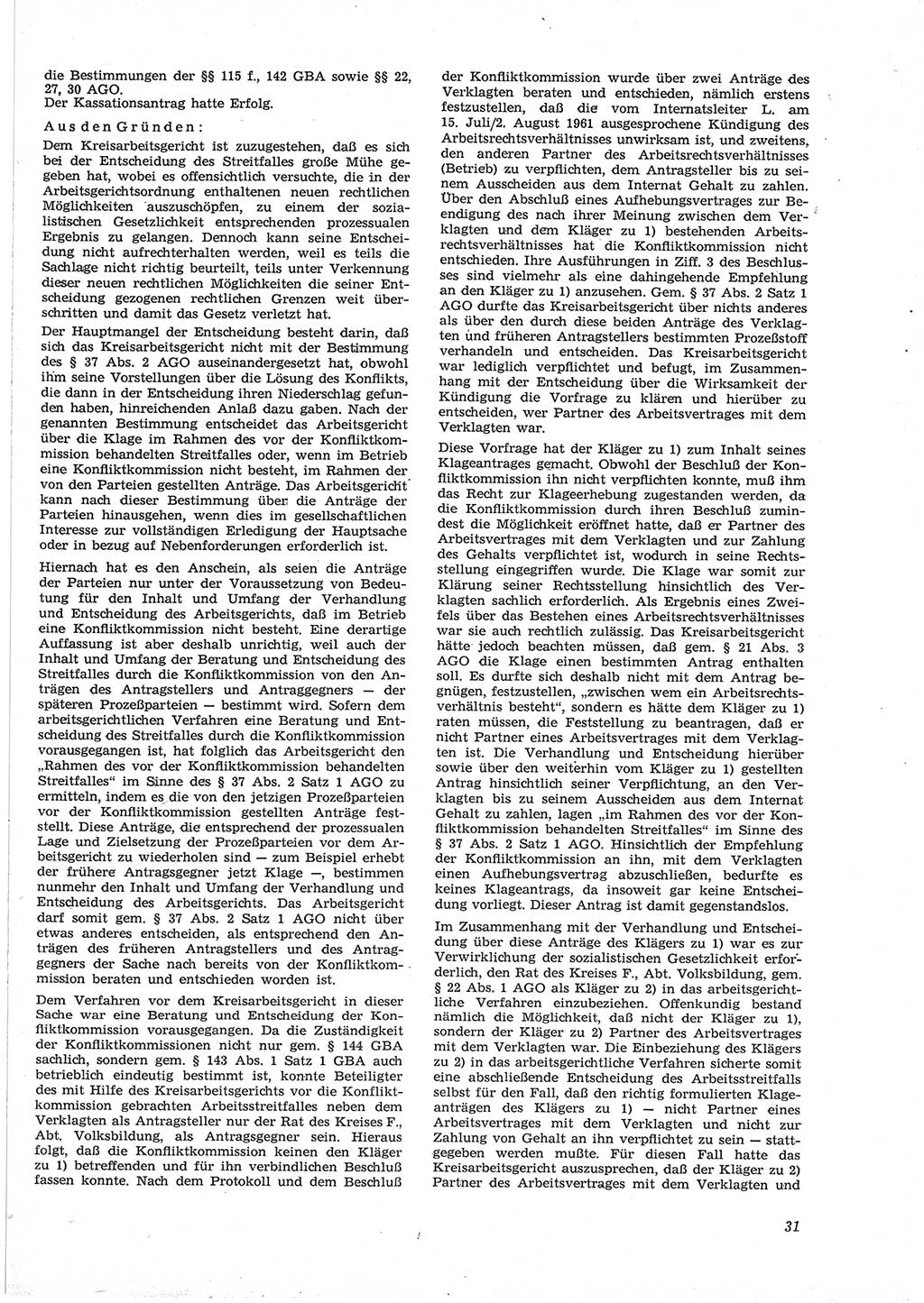 Neue Justiz (NJ), Zeitschrift für Recht und Rechtswissenschaft [Deutsche Demokratische Republik (DDR)], 17. Jahrgang 1963, Seite 31 (NJ DDR 1963, S. 31)