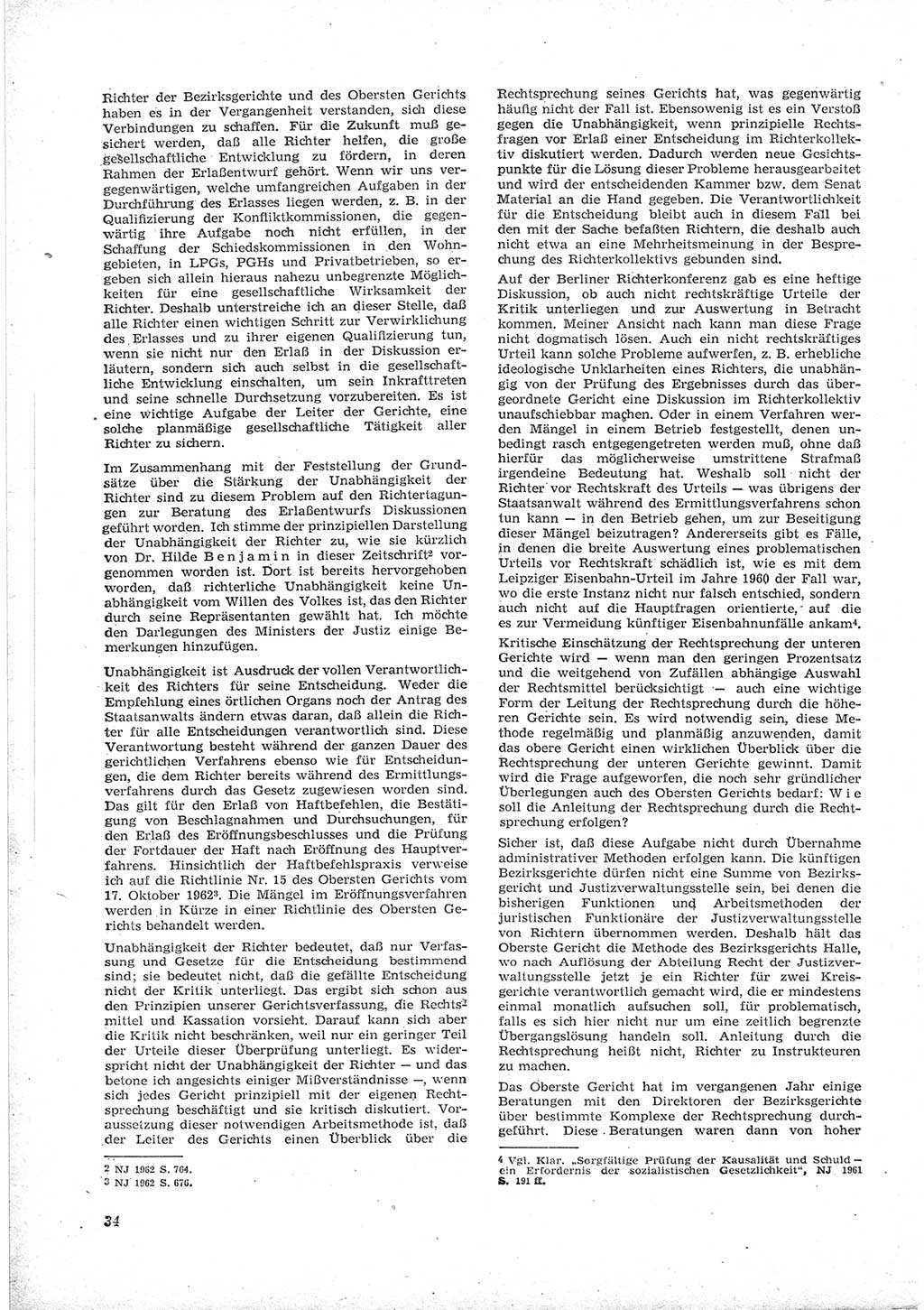 Neue Justiz (NJ), Zeitschrift für Recht und Rechtswissenschaft [Deutsche Demokratische Republik (DDR)], 17. Jahrgang 1963, Seite 34 (NJ DDR 1963, S. 34)