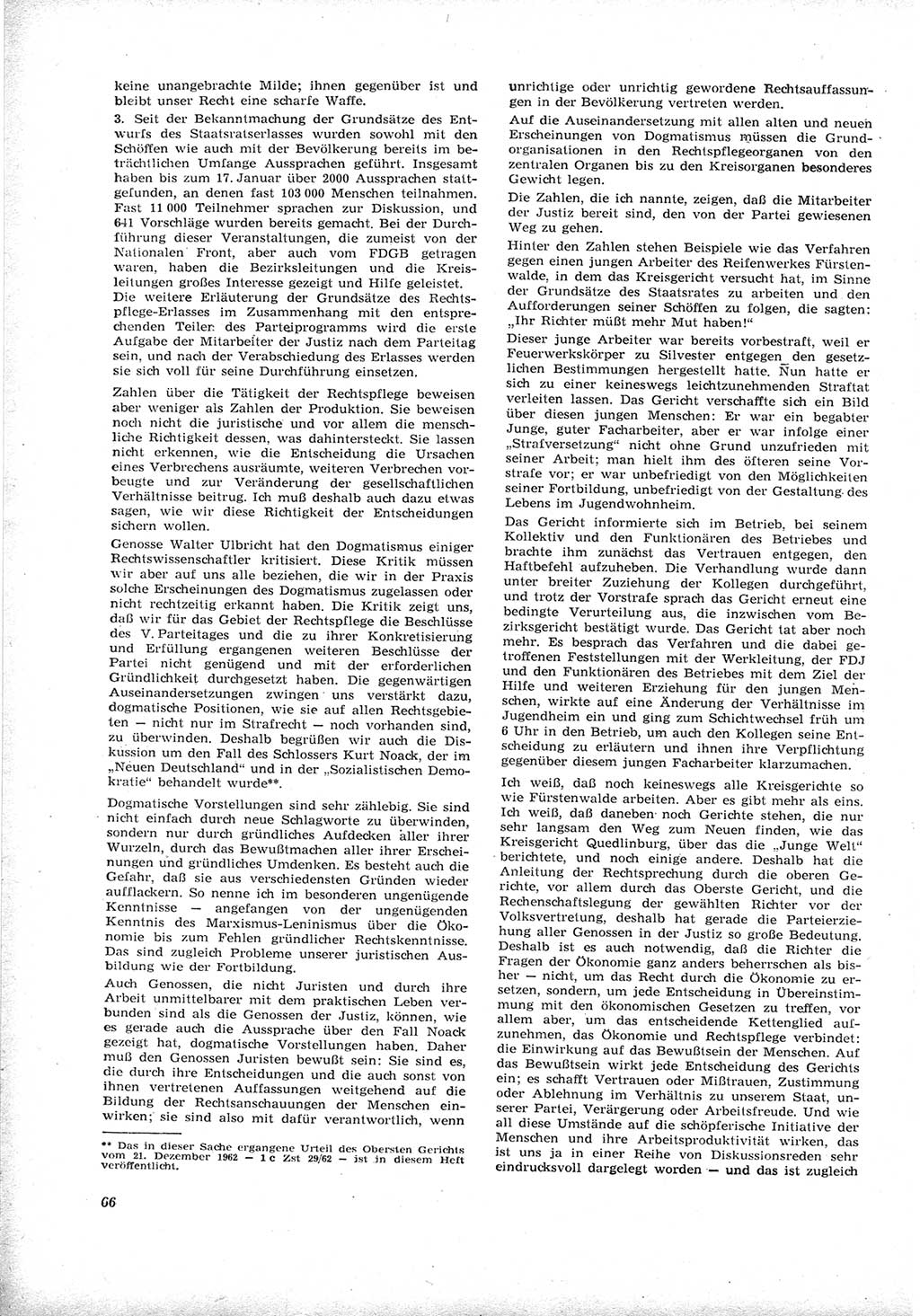 Neue Justiz (NJ), Zeitschrift für Recht und Rechtswissenschaft [Deutsche Demokratische Republik (DDR)], 17. Jahrgang 1963, Seite 66 (NJ DDR 1963, S. 66)