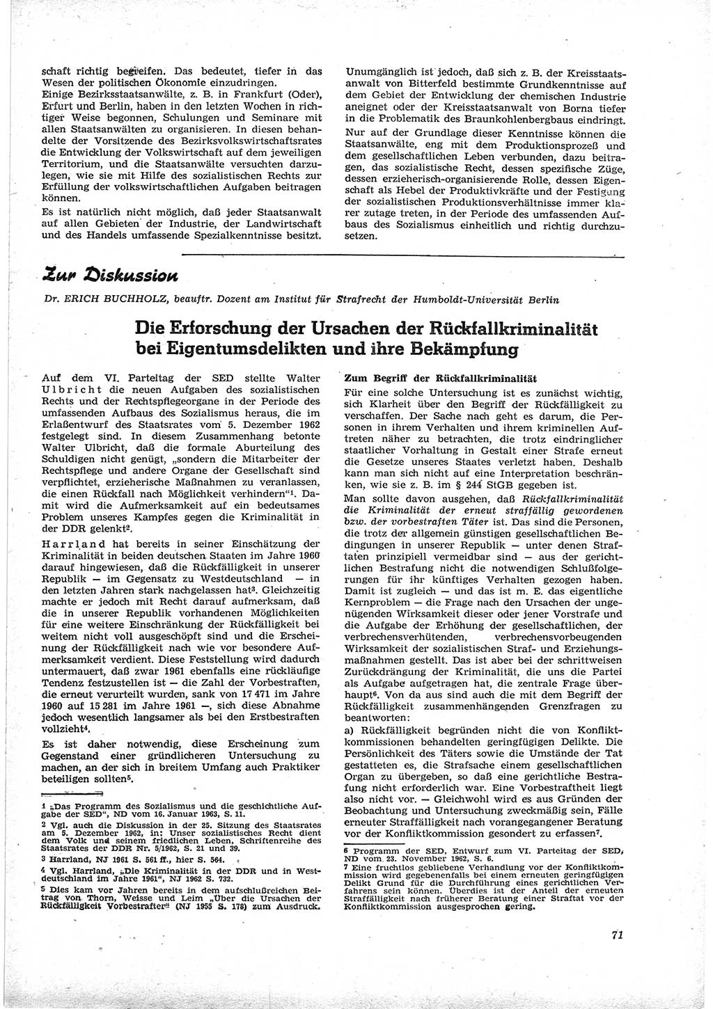 Neue Justiz (NJ), Zeitschrift für Recht und Rechtswissenschaft [Deutsche Demokratische Republik (DDR)], 17. Jahrgang 1963, Seite 71 (NJ DDR 1963, S. 71)