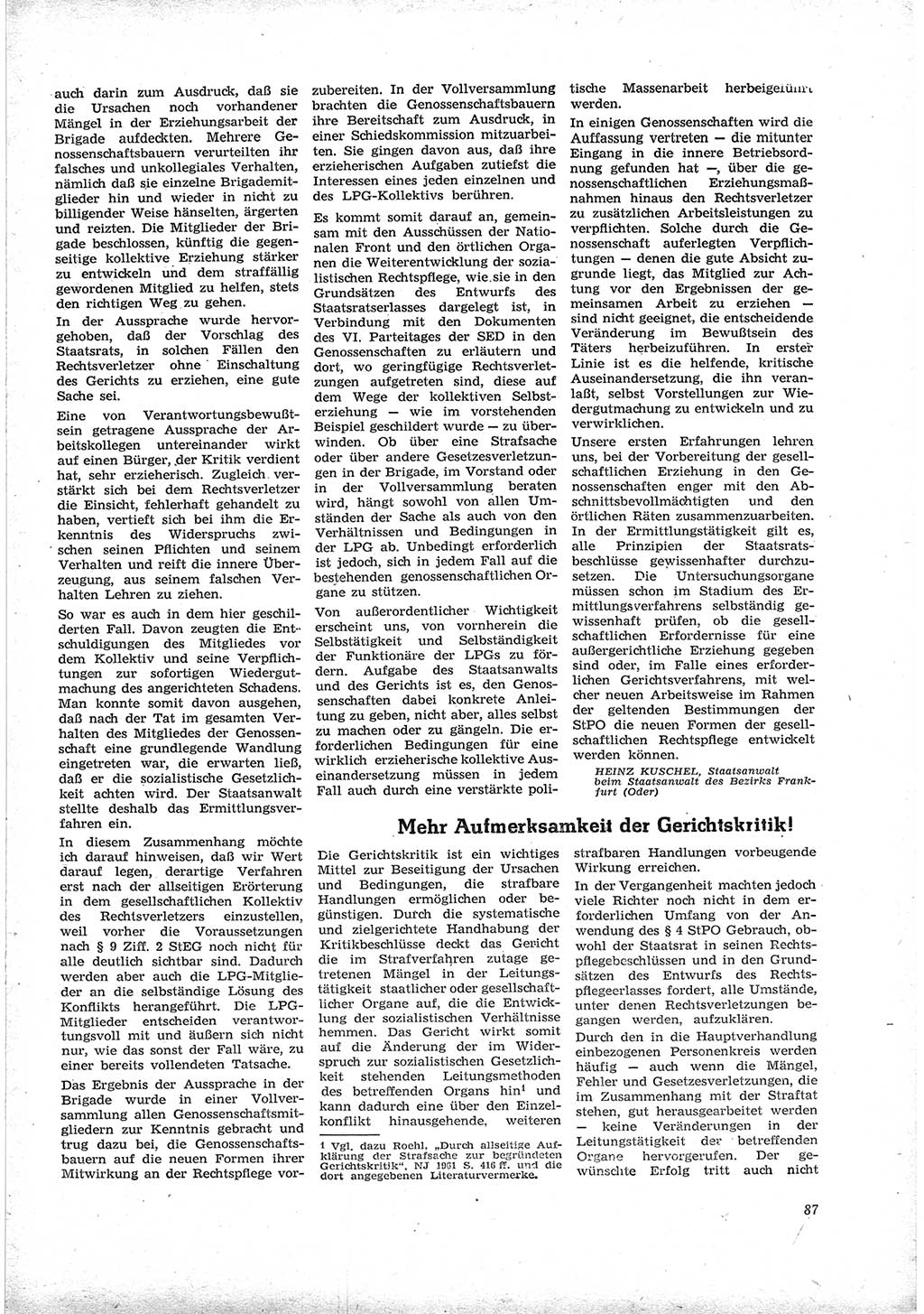 Neue Justiz (NJ), Zeitschrift für Recht und Rechtswissenschaft [Deutsche Demokratische Republik (DDR)], 17. Jahrgang 1963, Seite 87 (NJ DDR 1963, S. 87)
