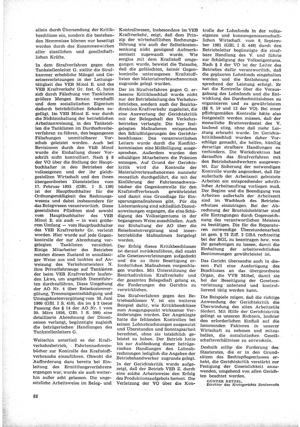 Neue Justiz (NJ), Zeitschrift für Recht und Rechtswissenschaft [Deutsche Demokratische Republik (DDR)], 17. Jahrgang 1963, Seite 88 (NJ DDR 1963, S. 88)