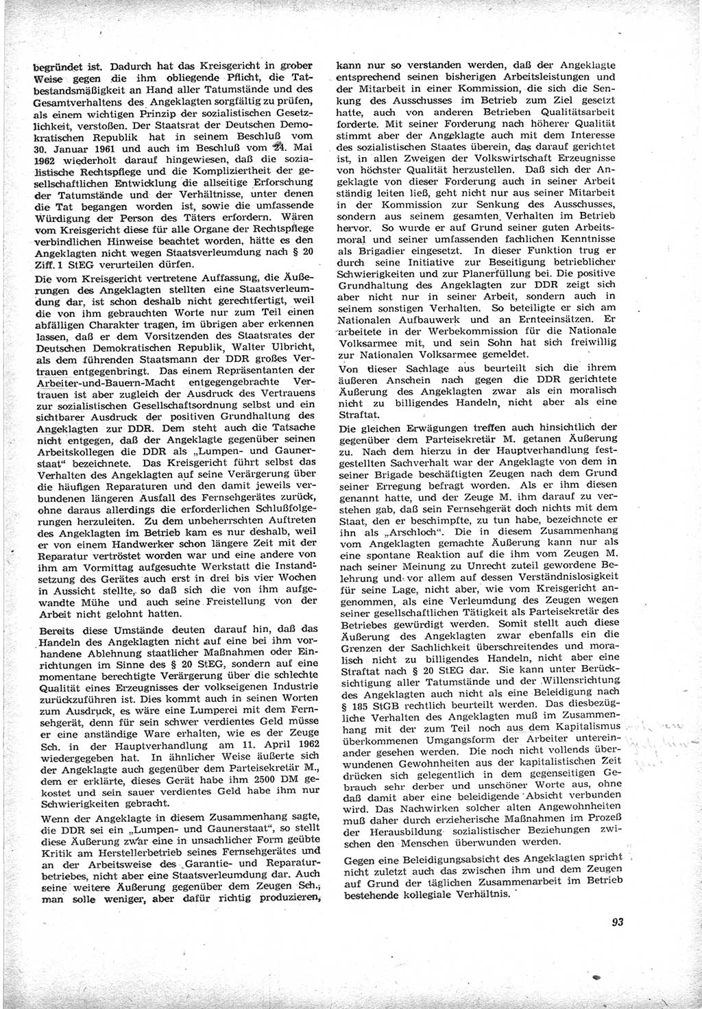 Neue Justiz (NJ), Zeitschrift für Recht und Rechtswissenschaft [Deutsche Demokratische Republik (DDR)], 17. Jahrgang 1963, Seite 93 (NJ DDR 1963, S. 93)