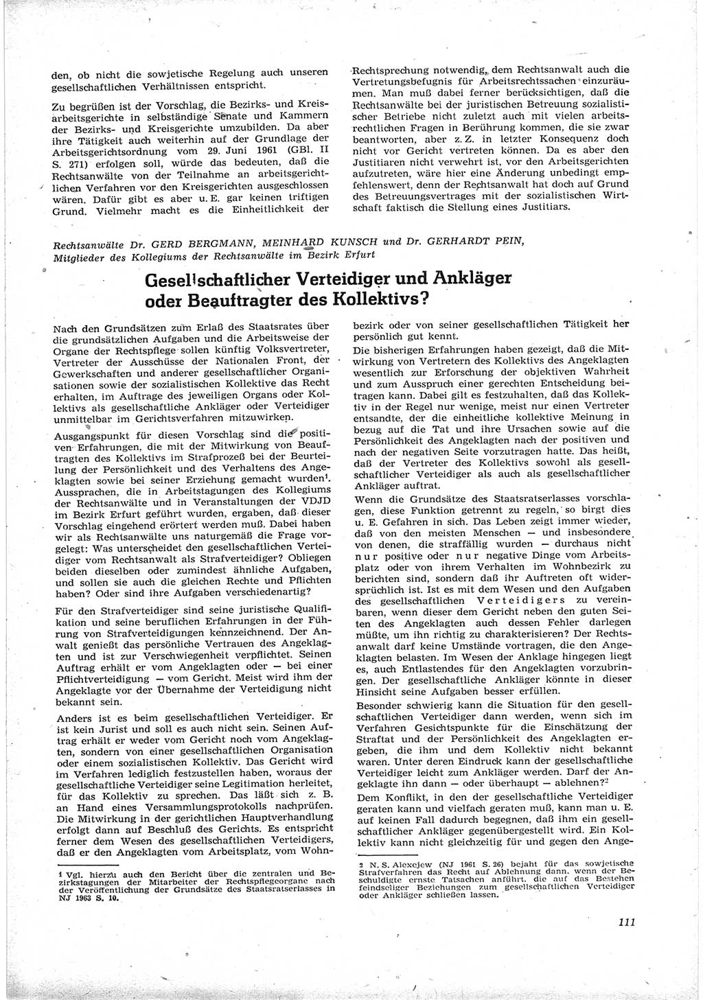Neue Justiz (NJ), Zeitschrift für Recht und Rechtswissenschaft [Deutsche Demokratische Republik (DDR)], 17. Jahrgang 1963, Seite 111 (NJ DDR 1963, S. 111)