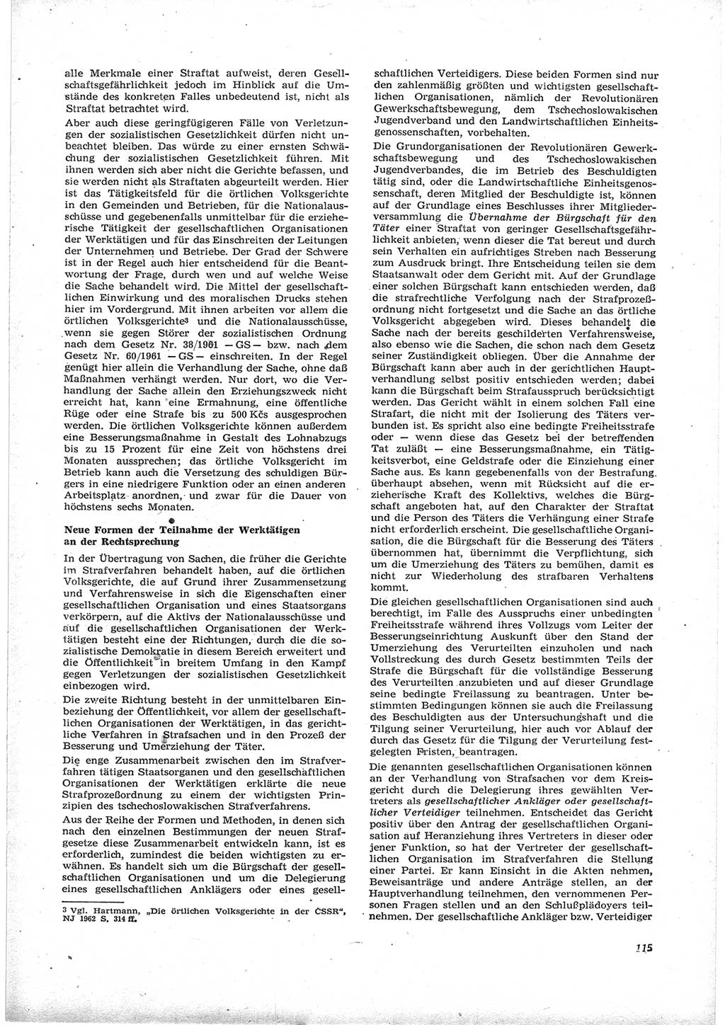 Neue Justiz (NJ), Zeitschrift für Recht und Rechtswissenschaft [Deutsche Demokratische Republik (DDR)], 17. Jahrgang 1963, Seite 115 (NJ DDR 1963, S. 115)