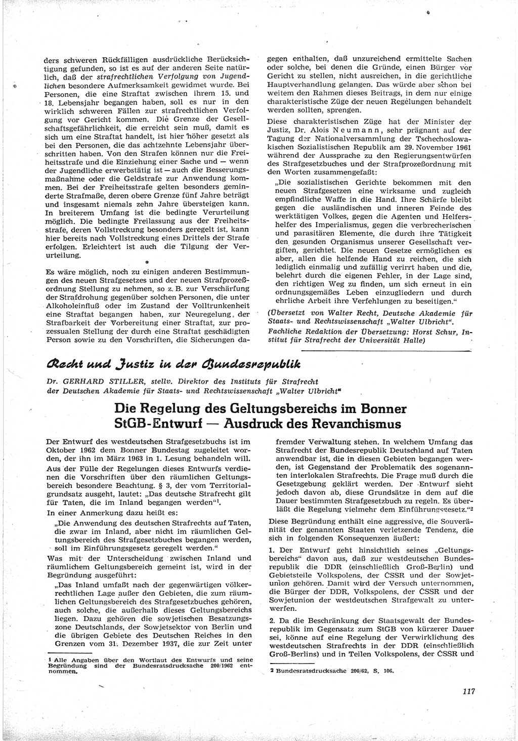 Neue Justiz (NJ), Zeitschrift für Recht und Rechtswissenschaft [Deutsche Demokratische Republik (DDR)], 17. Jahrgang 1963, Seite 117 (NJ DDR 1963, S. 117)