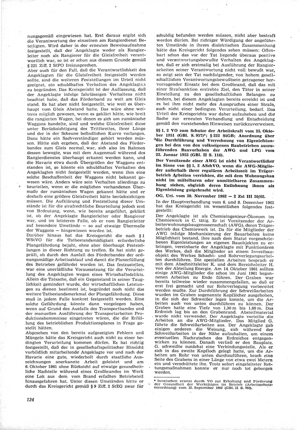 Neue Justiz (NJ), Zeitschrift für Recht und Rechtswissenschaft [Deutsche Demokratische Republik (DDR)], 17. Jahrgang 1963, Seite 124 (NJ DDR 1963, S. 124)