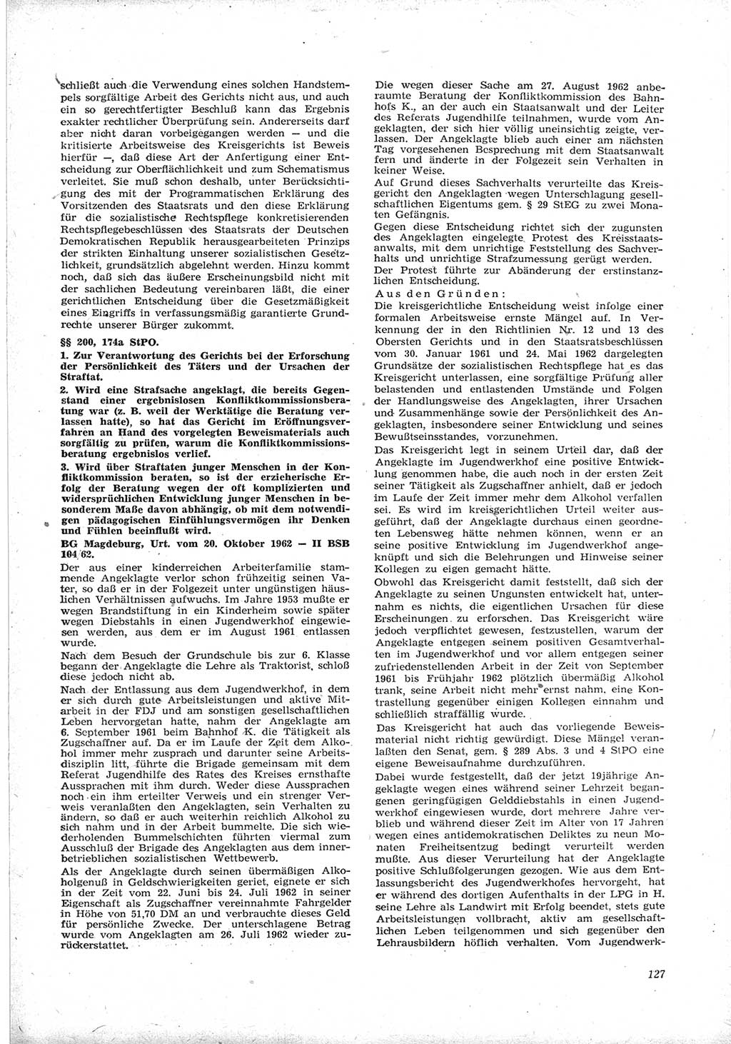 Neue Justiz (NJ), Zeitschrift für Recht und Rechtswissenschaft [Deutsche Demokratische Republik (DDR)], 17. Jahrgang 1963, Seite 127 (NJ DDR 1963, S. 127)