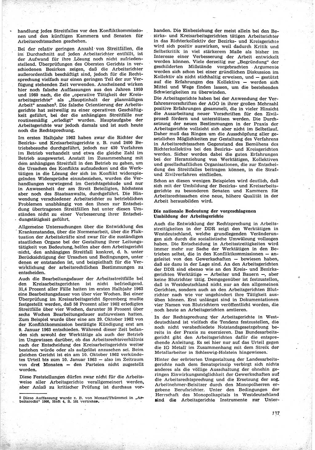 Neue Justiz (NJ), Zeitschrift für Recht und Rechtswissenschaft [Deutsche Demokratische Republik (DDR)], 17. Jahrgang 1963, Seite 137 (NJ DDR 1963, S. 137)