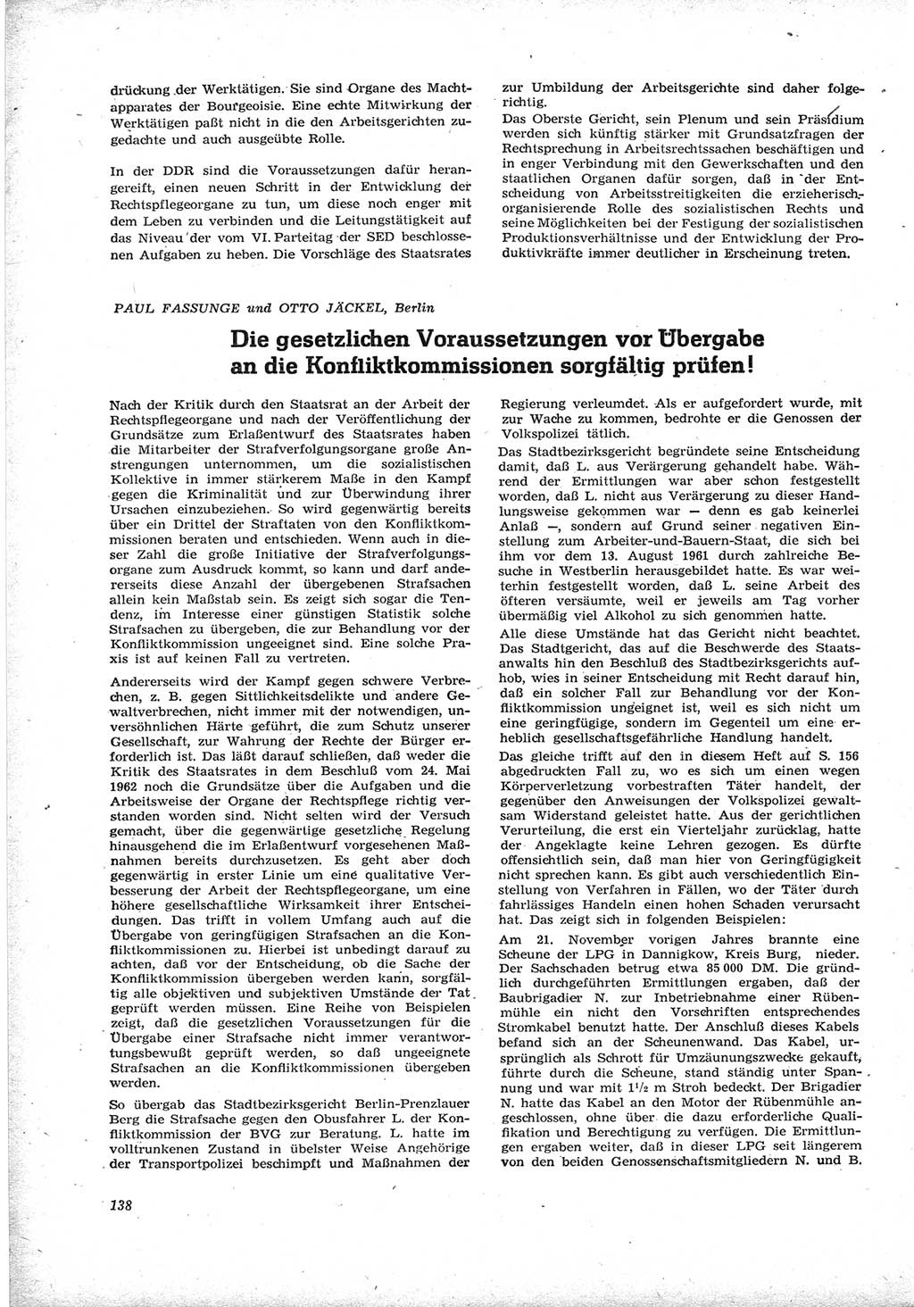 Neue Justiz (NJ), Zeitschrift für Recht und Rechtswissenschaft [Deutsche Demokratische Republik (DDR)], 17. Jahrgang 1963, Seite 138 (NJ DDR 1963, S. 138)