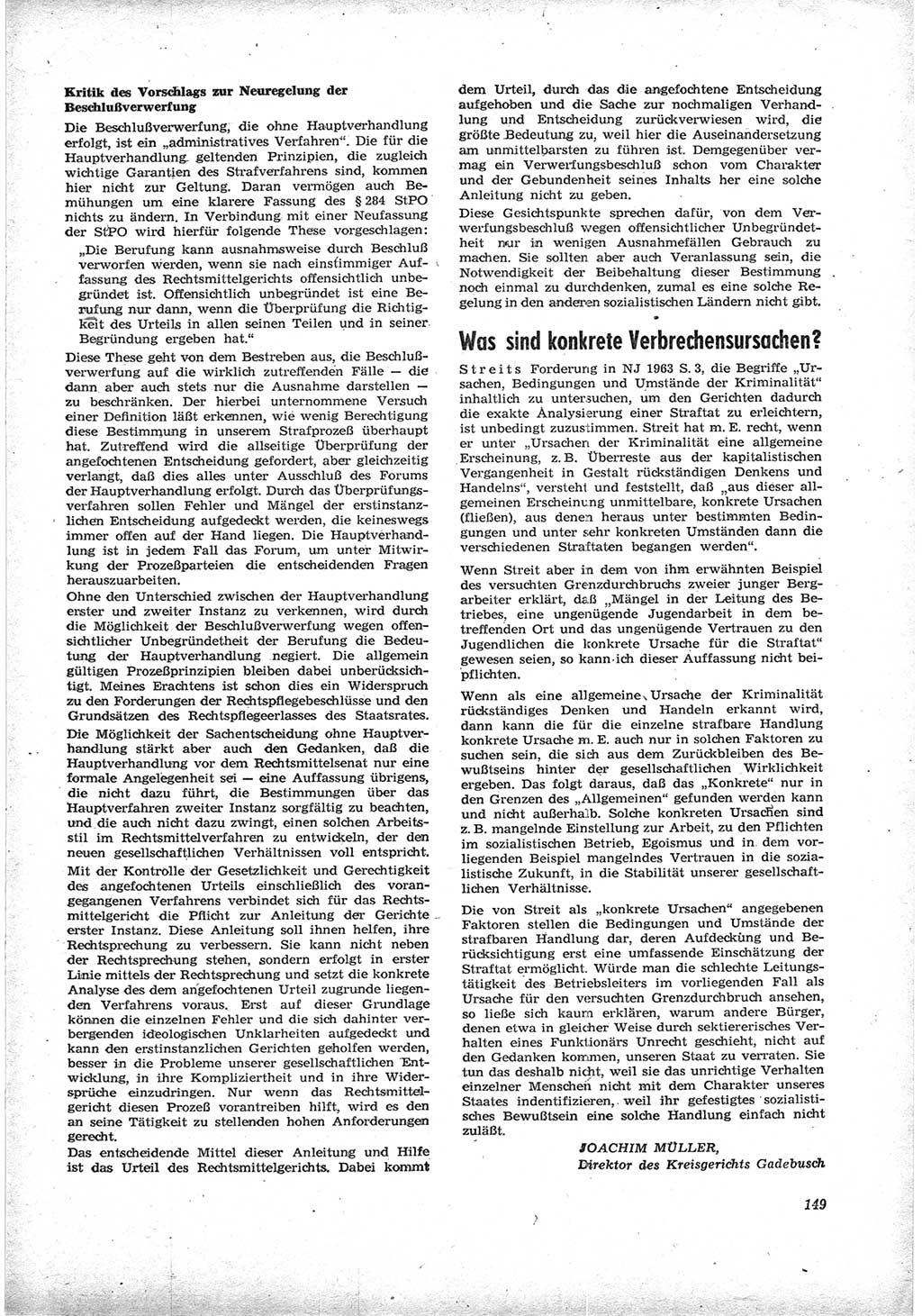Neue Justiz (NJ), Zeitschrift für Recht und Rechtswissenschaft [Deutsche Demokratische Republik (DDR)], 17. Jahrgang 1963, Seite 149 (NJ DDR 1963, S. 149)