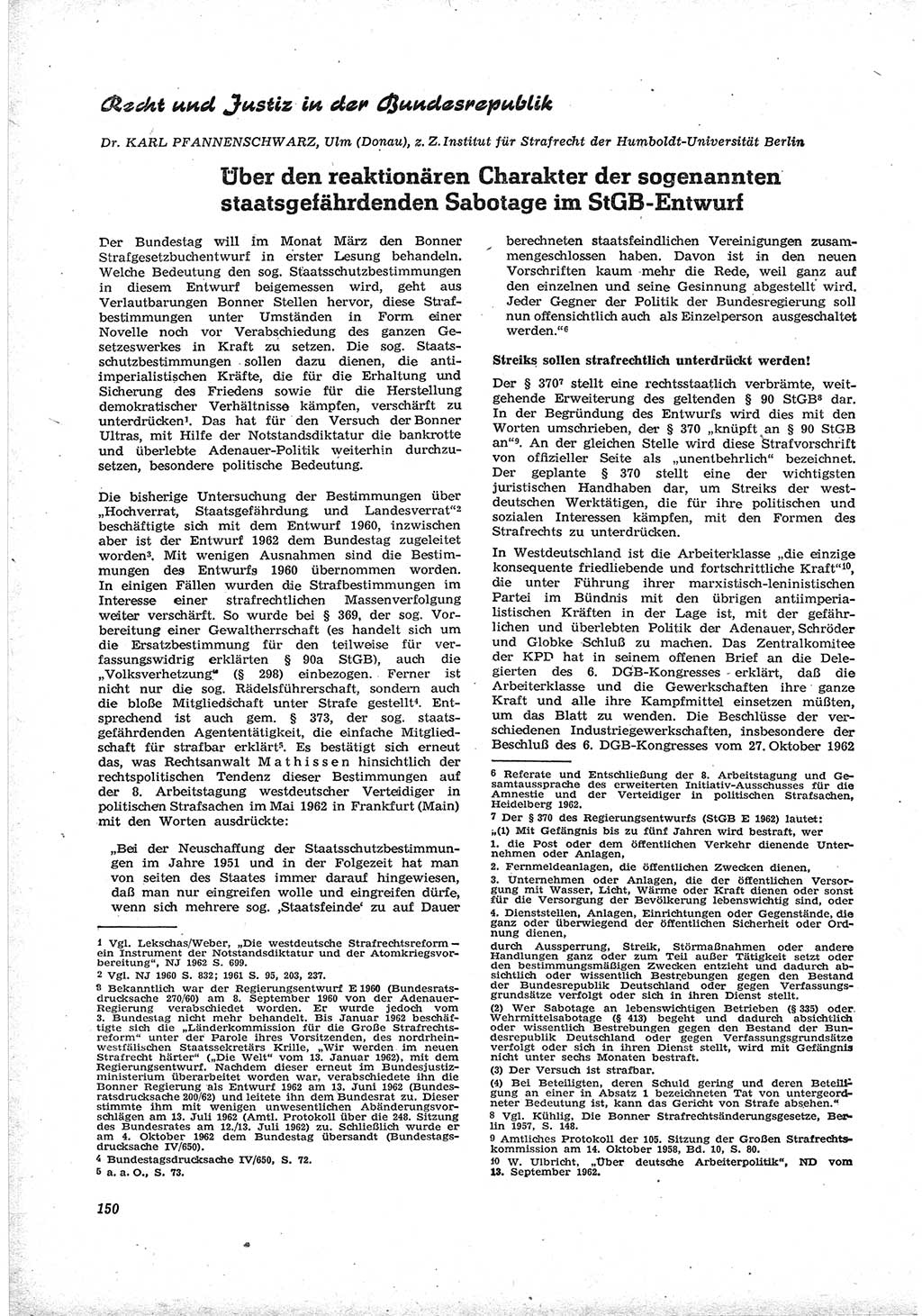 Neue Justiz (NJ), Zeitschrift für Recht und Rechtswissenschaft [Deutsche Demokratische Republik (DDR)], 17. Jahrgang 1963, Seite 150 (NJ DDR 1963, S. 150)