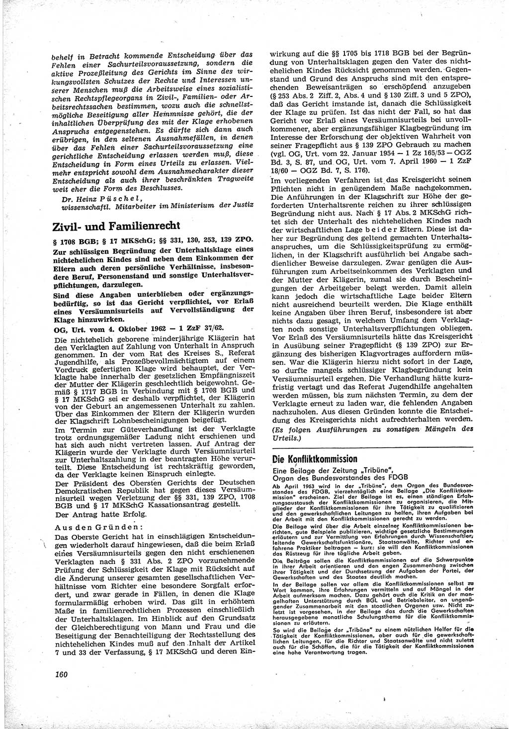 Neue Justiz (NJ), Zeitschrift für Recht und Rechtswissenschaft [Deutsche Demokratische Republik (DDR)], 17. Jahrgang 1963, Seite 160 (NJ DDR 1963, S. 160)