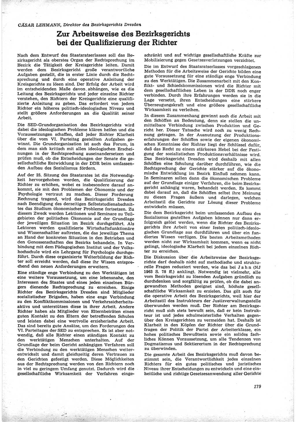 Neue Justiz (NJ), Zeitschrift für Recht und Rechtswissenschaft [Deutsche Demokratische Republik (DDR)], 17. Jahrgang 1963, Seite 179 (NJ DDR 1963, S. 179)