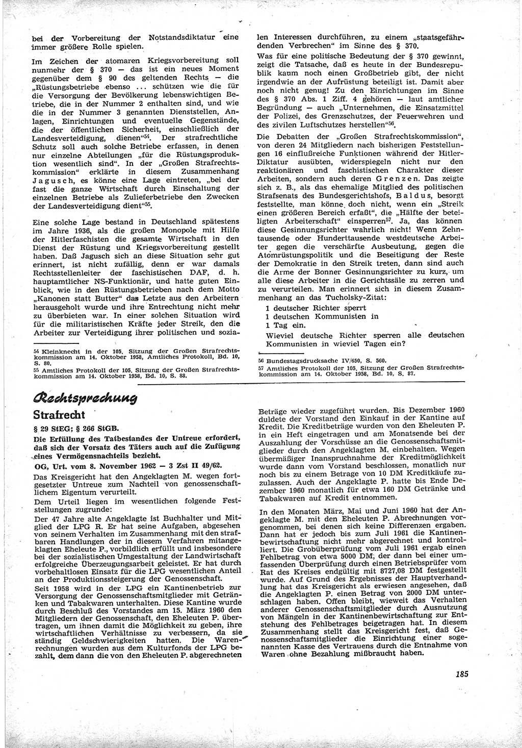 Neue Justiz (NJ), Zeitschrift für Recht und Rechtswissenschaft [Deutsche Demokratische Republik (DDR)], 17. Jahrgang 1963, Seite 185 (NJ DDR 1963, S. 185)