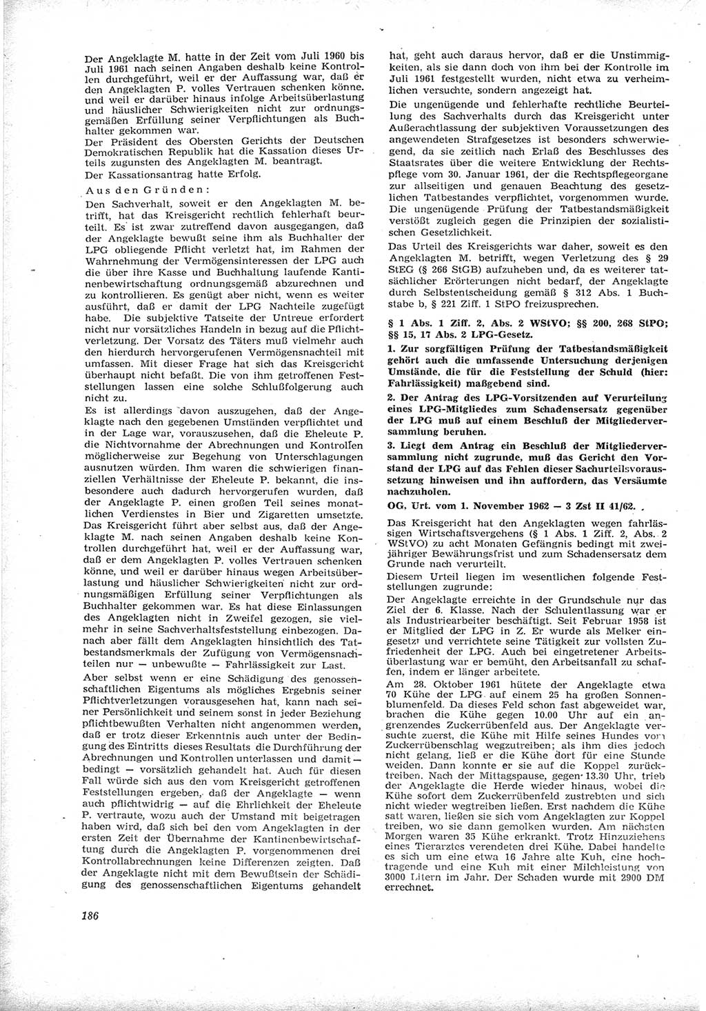 Neue Justiz (NJ), Zeitschrift für Recht und Rechtswissenschaft [Deutsche Demokratische Republik (DDR)], 17. Jahrgang 1963, Seite 186 (NJ DDR 1963, S. 186)