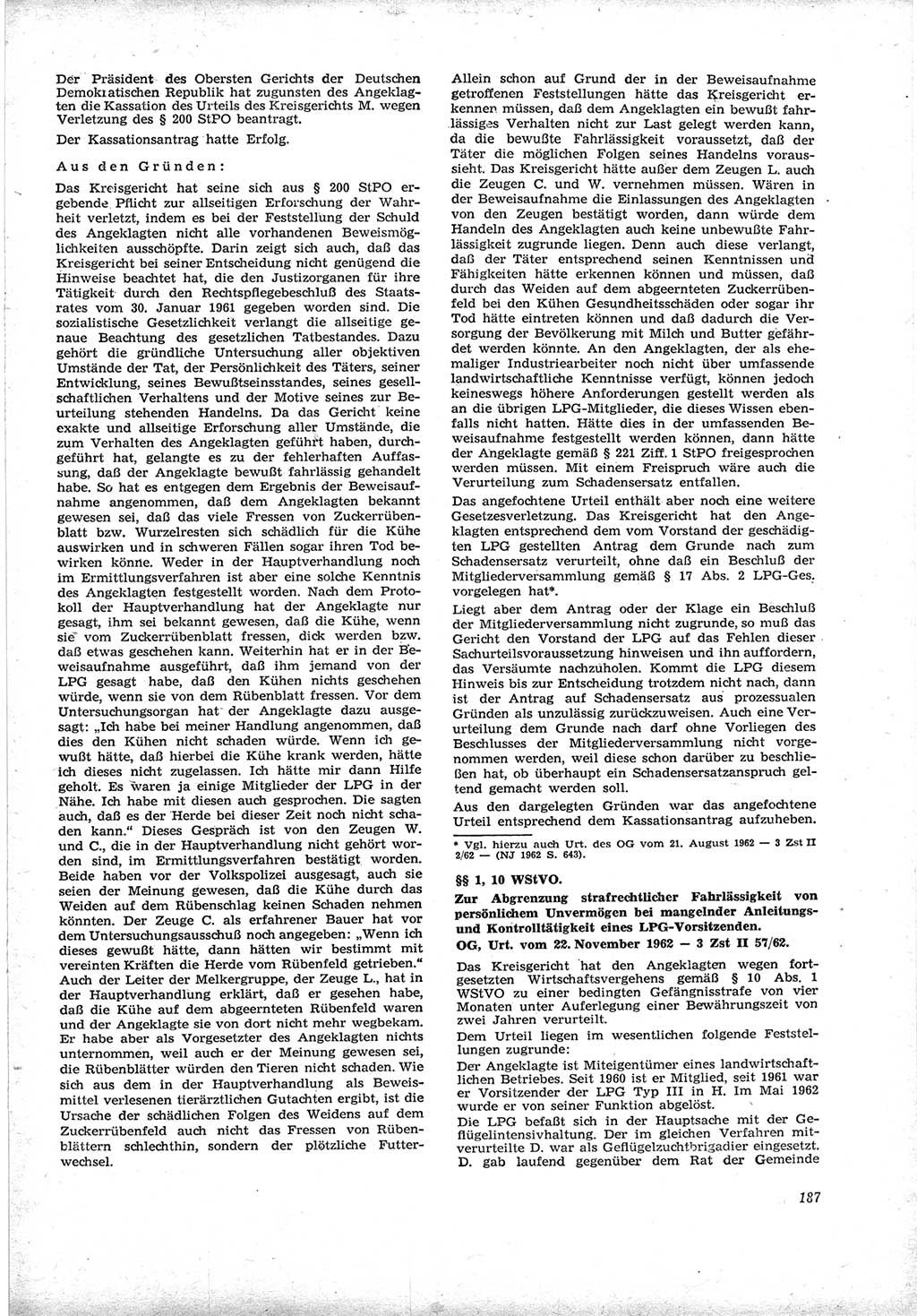 Neue Justiz (NJ), Zeitschrift für Recht und Rechtswissenschaft [Deutsche Demokratische Republik (DDR)], 17. Jahrgang 1963, Seite 187 (NJ DDR 1963, S. 187)