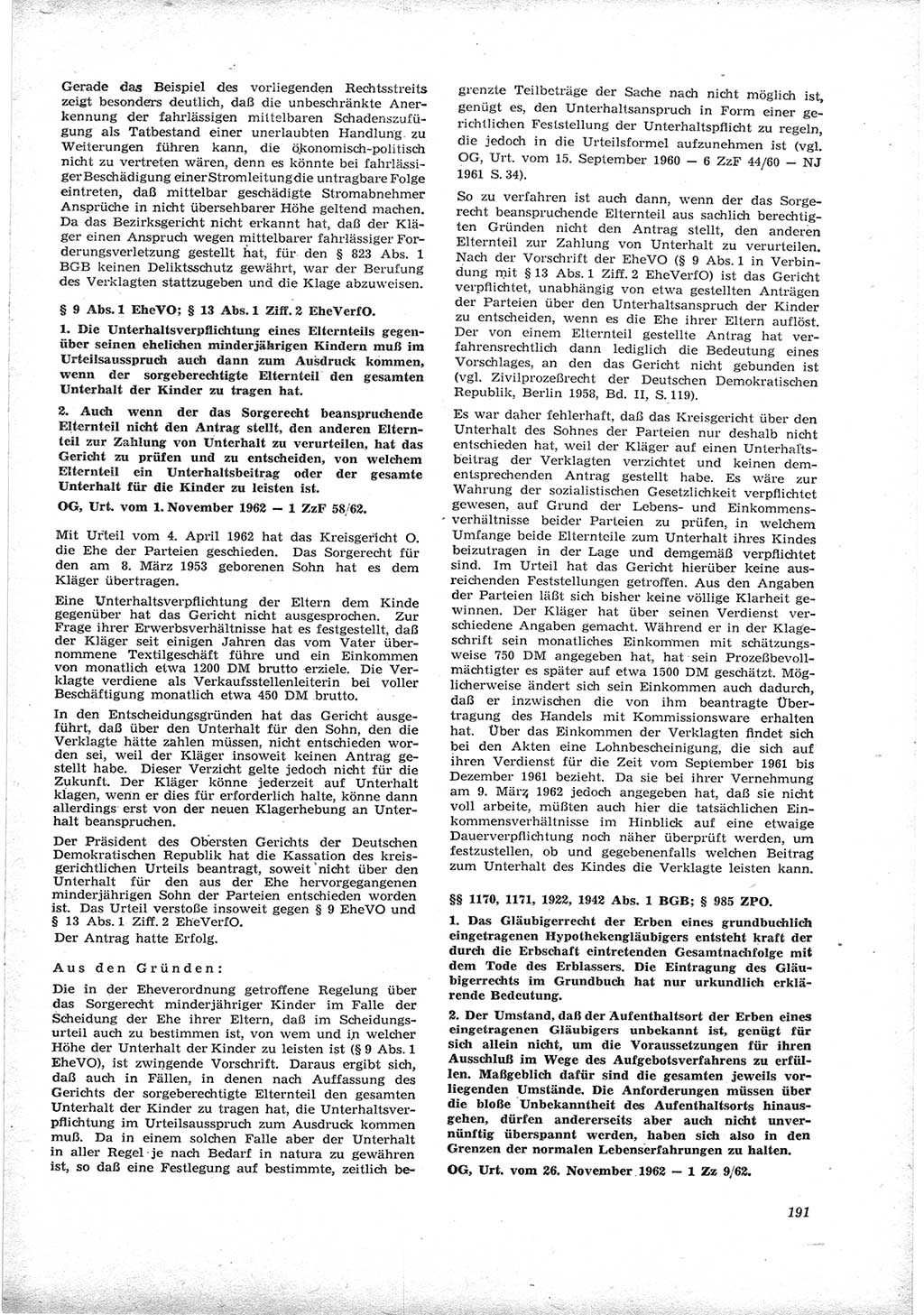 Neue Justiz (NJ), Zeitschrift für Recht und Rechtswissenschaft [Deutsche Demokratische Republik (DDR)], 17. Jahrgang 1963, Seite 191 (NJ DDR 1963, S. 191)
