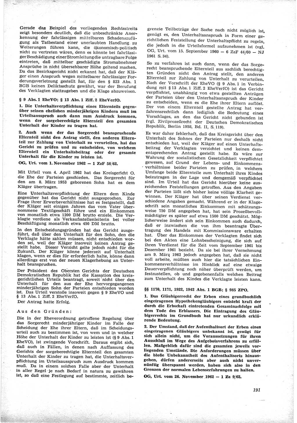 Neue Justiz (NJ), Zeitschrift für Recht und Rechtswissenschaft [Deutsche Demokratische Republik (DDR)], 17. Jahrgang 1963, Seite 191 (NJ DDR 1963, S. 191)