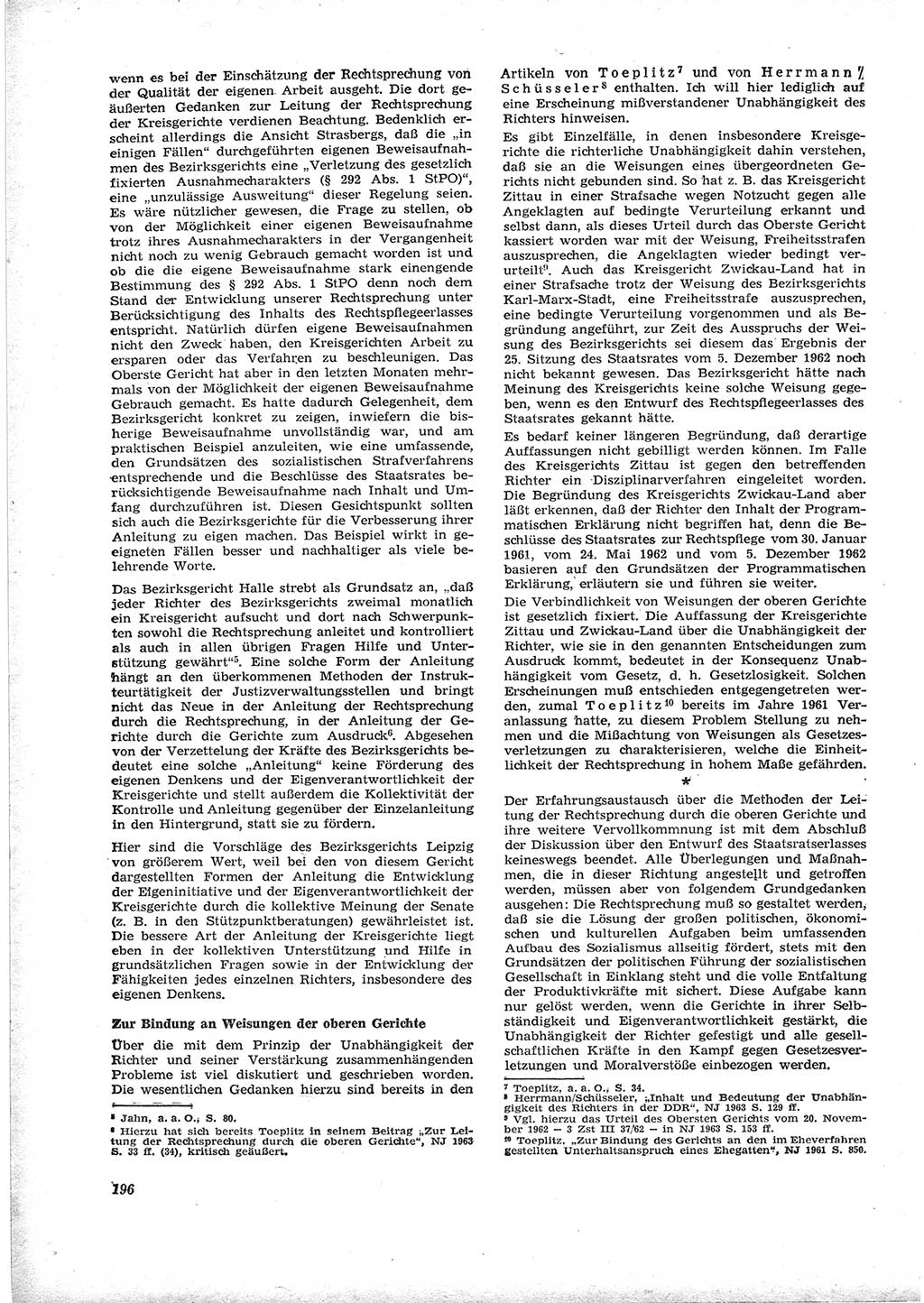 Neue Justiz (NJ), Zeitschrift für Recht und Rechtswissenschaft [Deutsche Demokratische Republik (DDR)], 17. Jahrgang 1963, Seite 196 (NJ DDR 1963, S. 196)