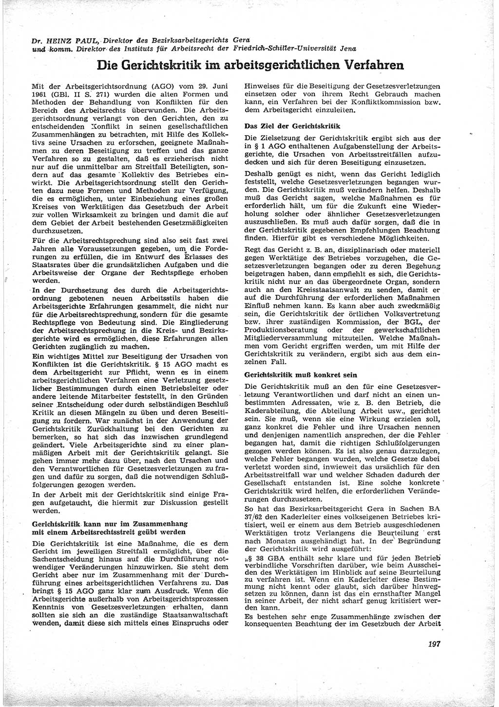 Neue Justiz (NJ), Zeitschrift für Recht und Rechtswissenschaft [Deutsche Demokratische Republik (DDR)], 17. Jahrgang 1963, Seite 197 (NJ DDR 1963, S. 197)
