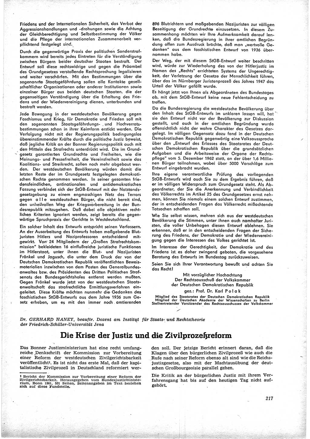 Neue Justiz (NJ), Zeitschrift für Recht und Rechtswissenschaft [Deutsche Demokratische Republik (DDR)], 17. Jahrgang 1963, Seite 217 (NJ DDR 1963, S. 217)
