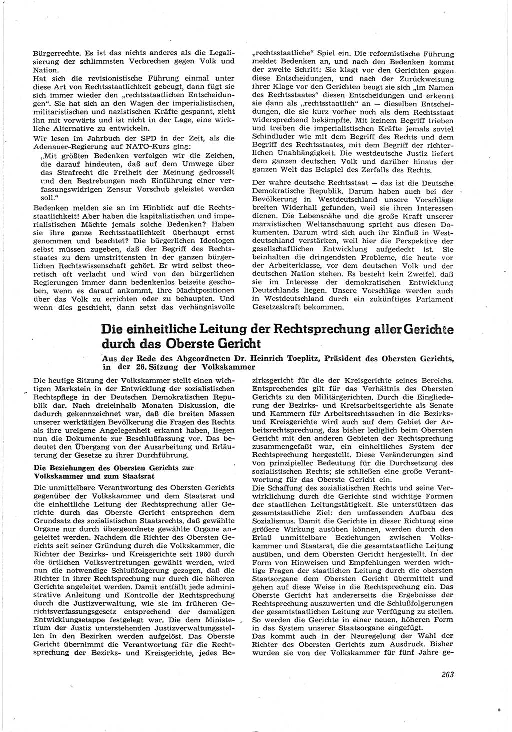 Neue Justiz (NJ), Zeitschrift für Recht und Rechtswissenschaft [Deutsche Demokratische Republik (DDR)], 17. Jahrgang 1963, Seite 263 (NJ DDR 1963, S. 263)