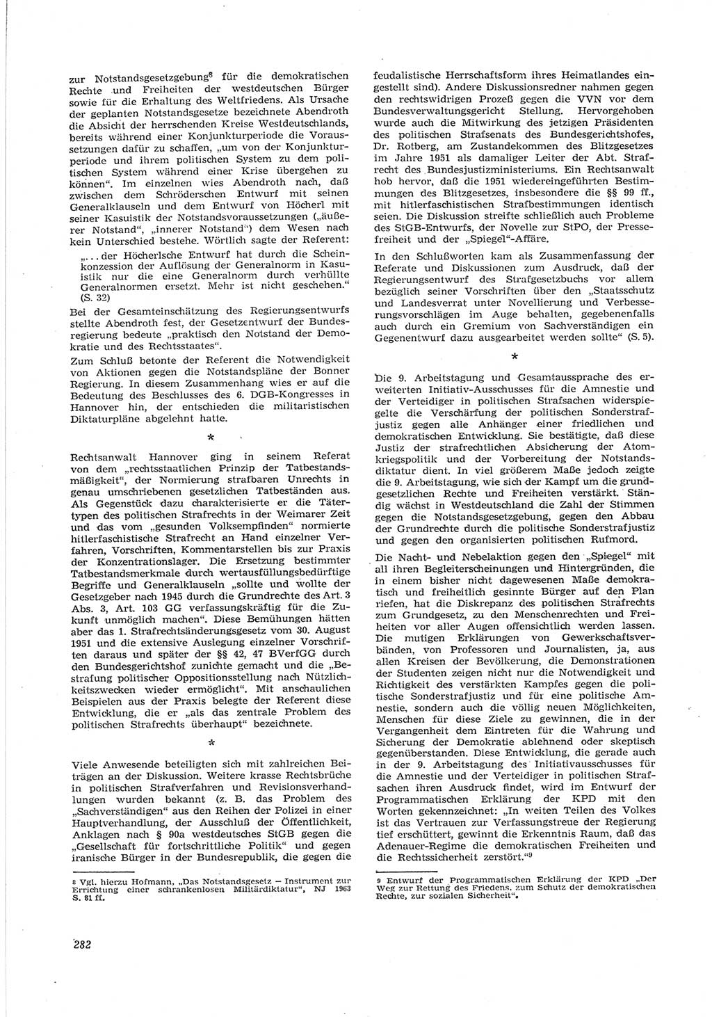 Neue Justiz (NJ), Zeitschrift für Recht und Rechtswissenschaft [Deutsche Demokratische Republik (DDR)], 17. Jahrgang 1963, Seite 282 (NJ DDR 1963, S. 282)