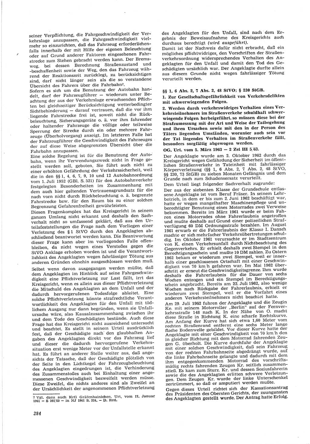 Neue Justiz (NJ), Zeitschrift für Recht und Rechtswissenschaft [Deutsche Demokratische Republik (DDR)], 17. Jahrgang 1963, Seite 284 (NJ DDR 1963, S. 284)