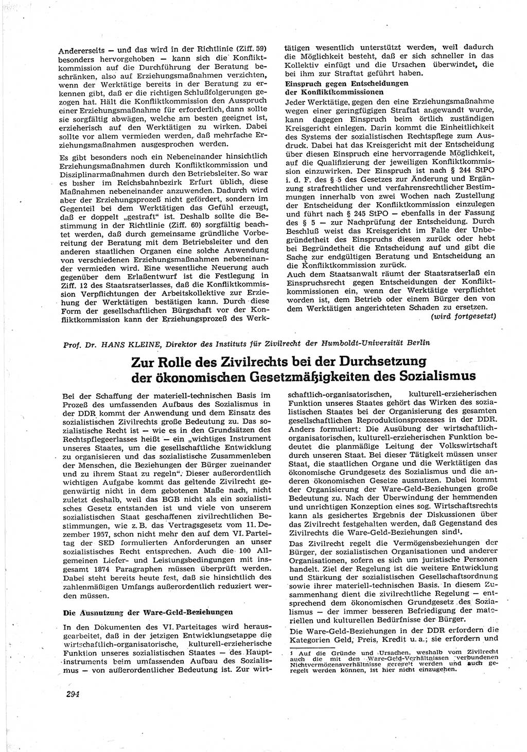 Neue Justiz (NJ), Zeitschrift für Recht und Rechtswissenschaft [Deutsche Demokratische Republik (DDR)], 17. Jahrgang 1963, Seite 294 (NJ DDR 1963, S. 294)