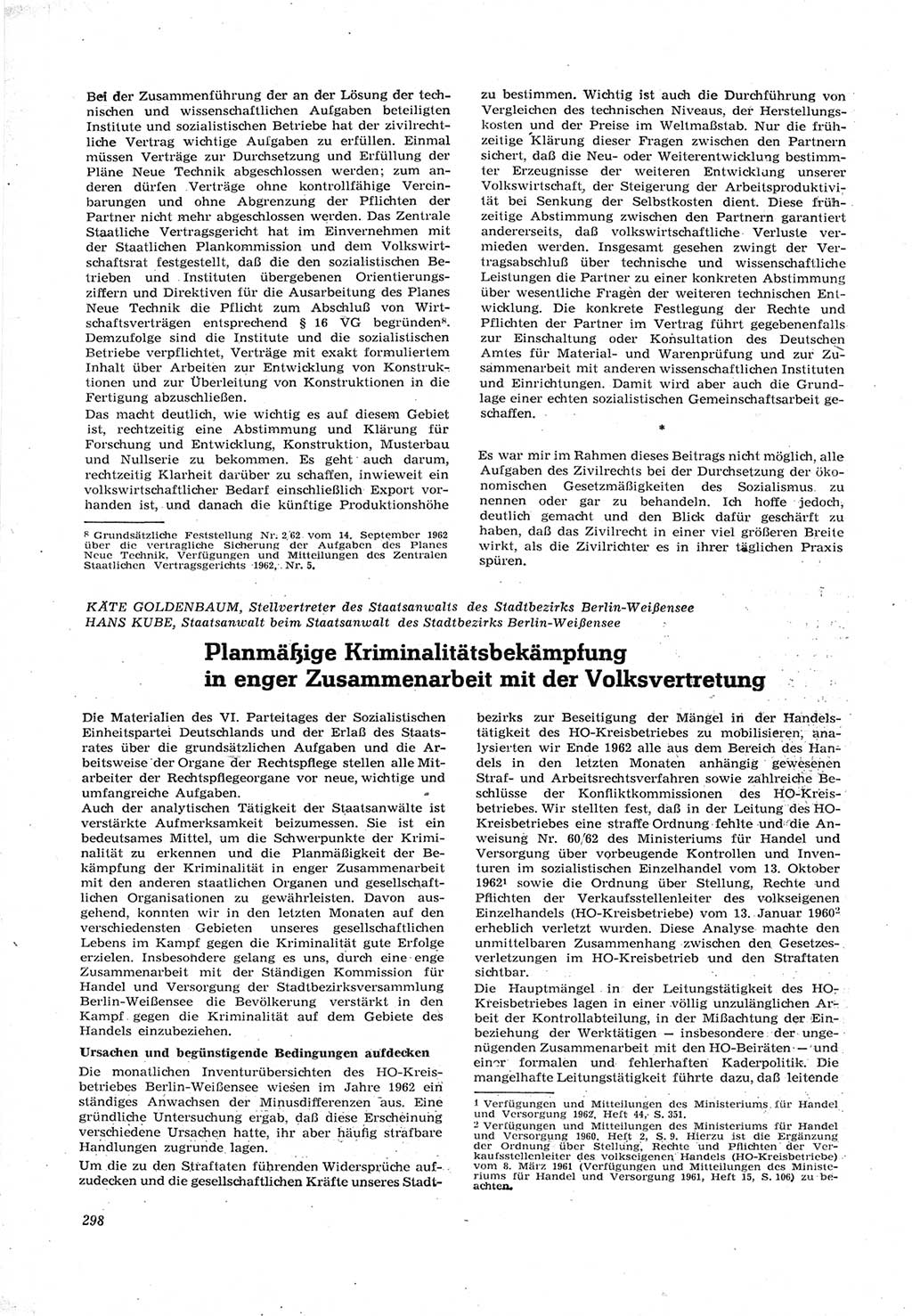 Neue Justiz (NJ), Zeitschrift für Recht und Rechtswissenschaft [Deutsche Demokratische Republik (DDR)], 17. Jahrgang 1963, Seite 298 (NJ DDR 1963, S. 298)