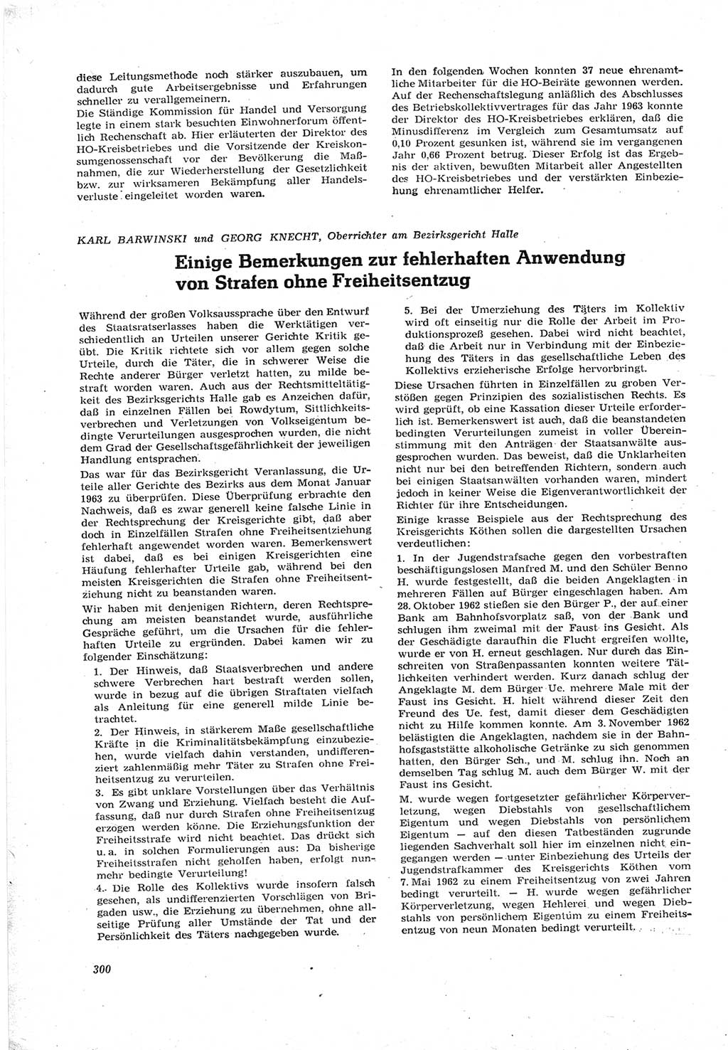 Neue Justiz (NJ), Zeitschrift für Recht und Rechtswissenschaft [Deutsche Demokratische Republik (DDR)], 17. Jahrgang 1963, Seite 300 (NJ DDR 1963, S. 300)