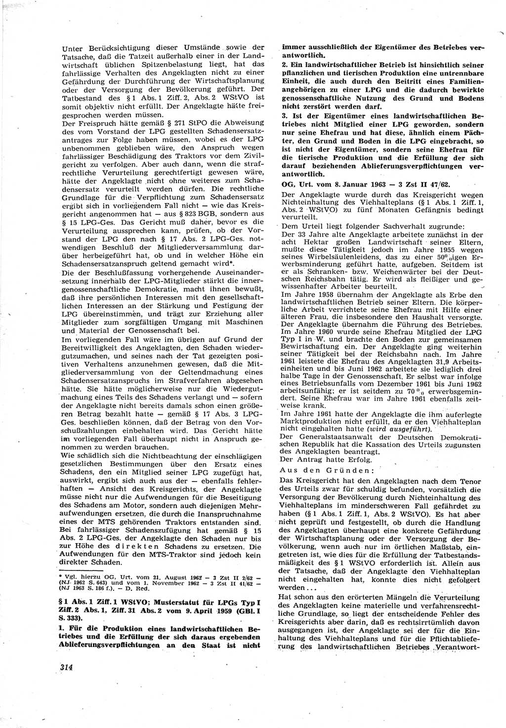 Neue Justiz (NJ), Zeitschrift für Recht und Rechtswissenschaft [Deutsche Demokratische Republik (DDR)], 17. Jahrgang 1963, Seite 314 (NJ DDR 1963, S. 314)