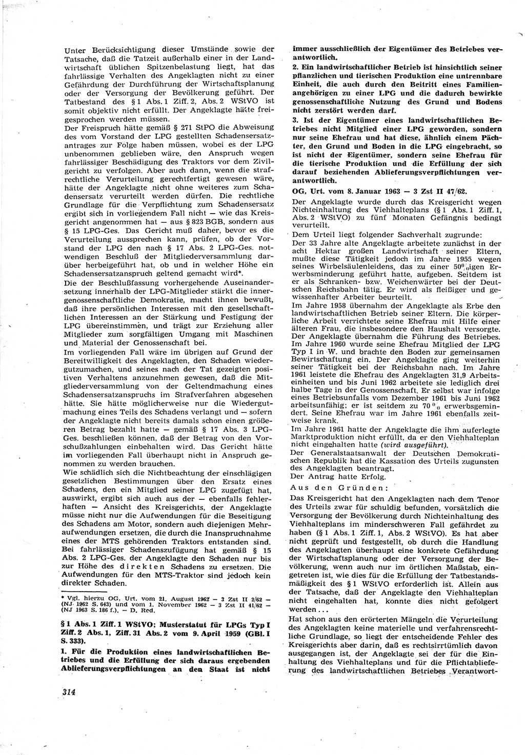 Neue Justiz (NJ), Zeitschrift für Recht und Rechtswissenschaft [Deutsche Demokratische Republik (DDR)], 17. Jahrgang 1963, Seite 314 (NJ DDR 1963, S. 314)