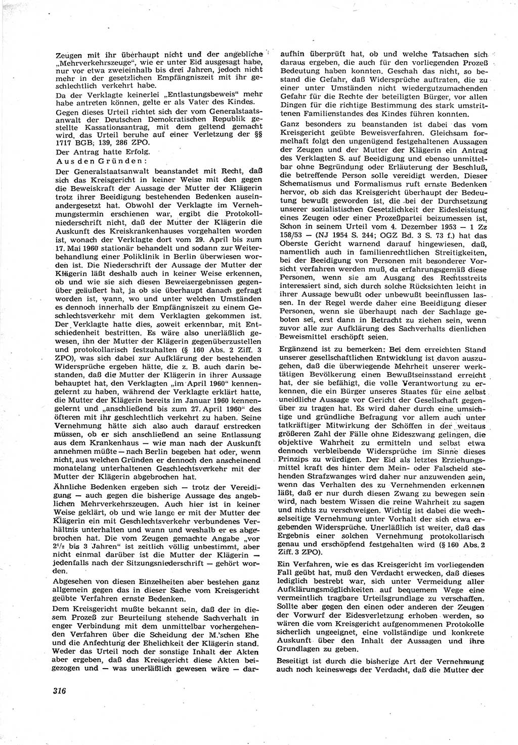 Neue Justiz (NJ), Zeitschrift für Recht und Rechtswissenschaft [Deutsche Demokratische Republik (DDR)], 17. Jahrgang 1963, Seite 316 (NJ DDR 1963, S. 316)