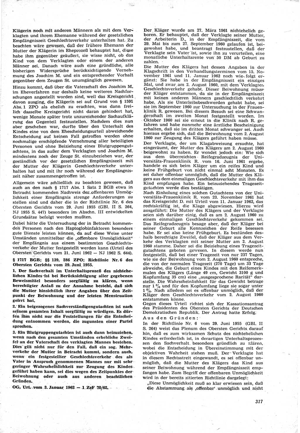 Neue Justiz (NJ), Zeitschrift für Recht und Rechtswissenschaft [Deutsche Demokratische Republik (DDR)], 17. Jahrgang 1963, Seite 317 (NJ DDR 1963, S. 317)