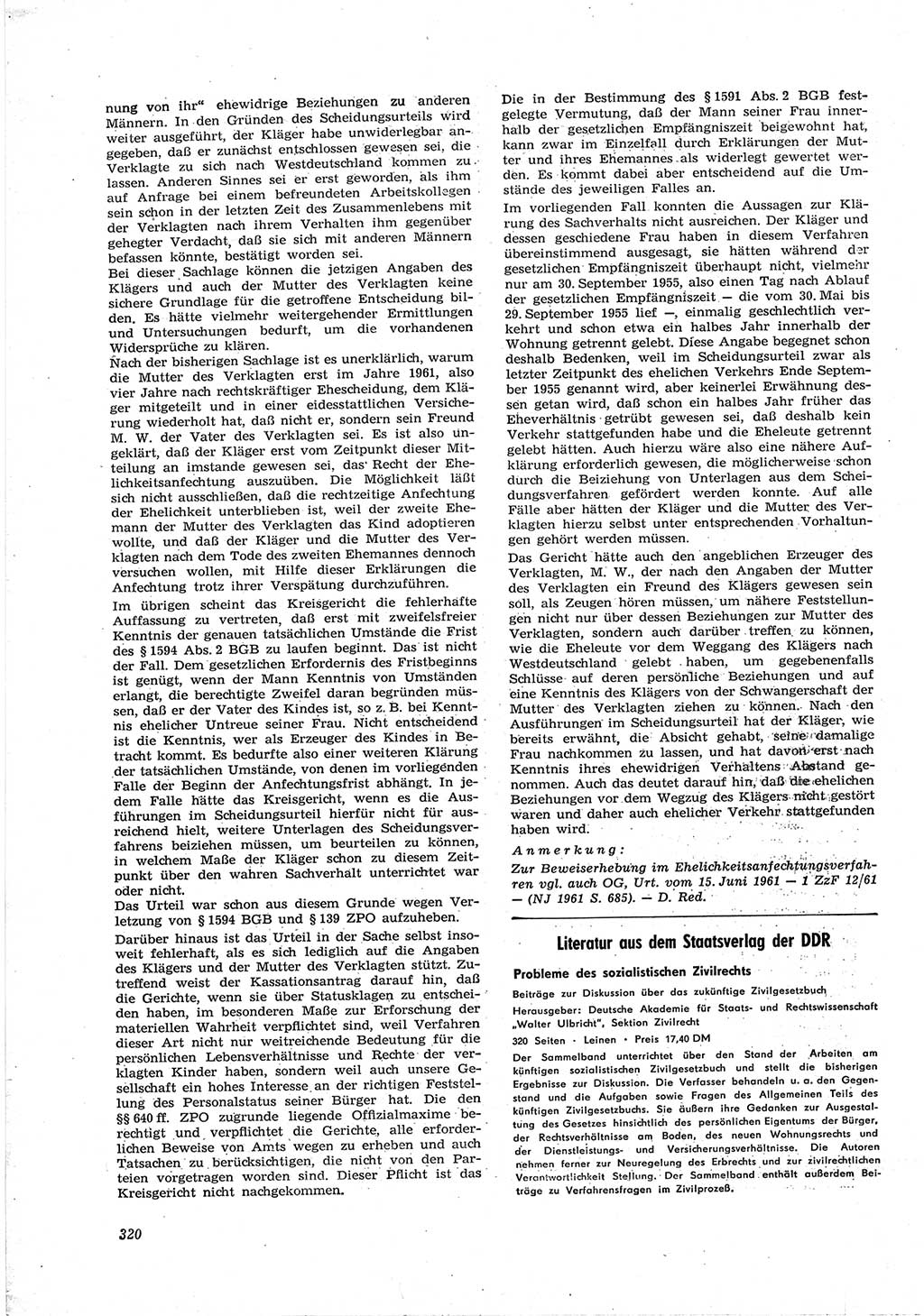 Neue Justiz (NJ), Zeitschrift für Recht und Rechtswissenschaft [Deutsche Demokratische Republik (DDR)], 17. Jahrgang 1963, Seite 320 (NJ DDR 1963, S. 320)