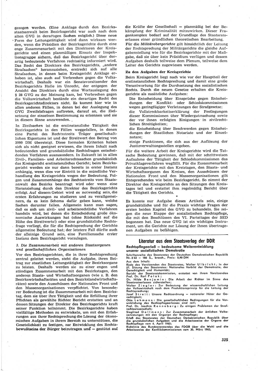 Neue Justiz (NJ), Zeitschrift für Recht und Rechtswissenschaft [Deutsche Demokratische Republik (DDR)], 17. Jahrgang 1963, Seite 325 (NJ DDR 1963, S. 325)