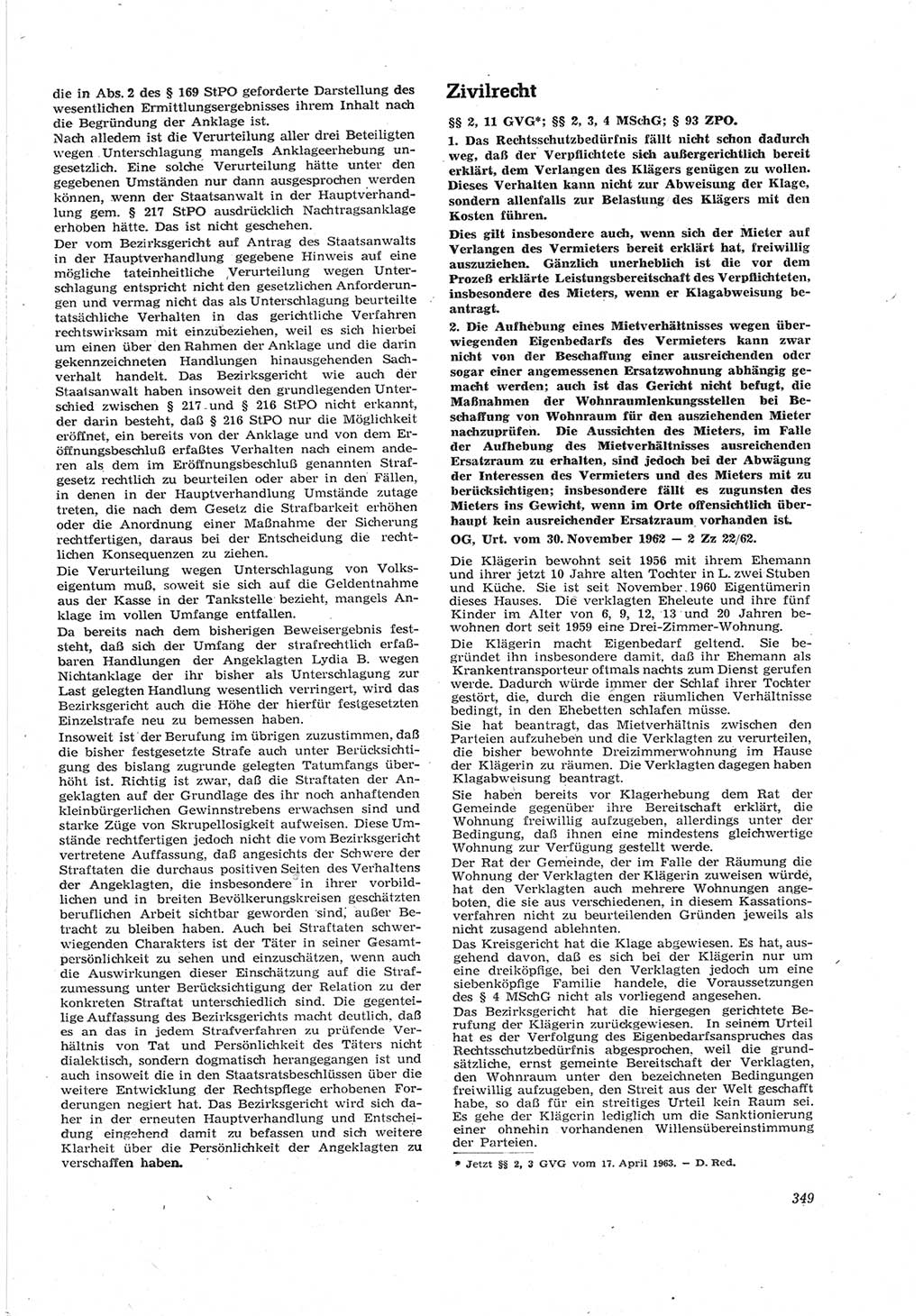 Neue Justiz (NJ), Zeitschrift für Recht und Rechtswissenschaft [Deutsche Demokratische Republik (DDR)], 17. Jahrgang 1963, Seite 349 (NJ DDR 1963, S. 349)