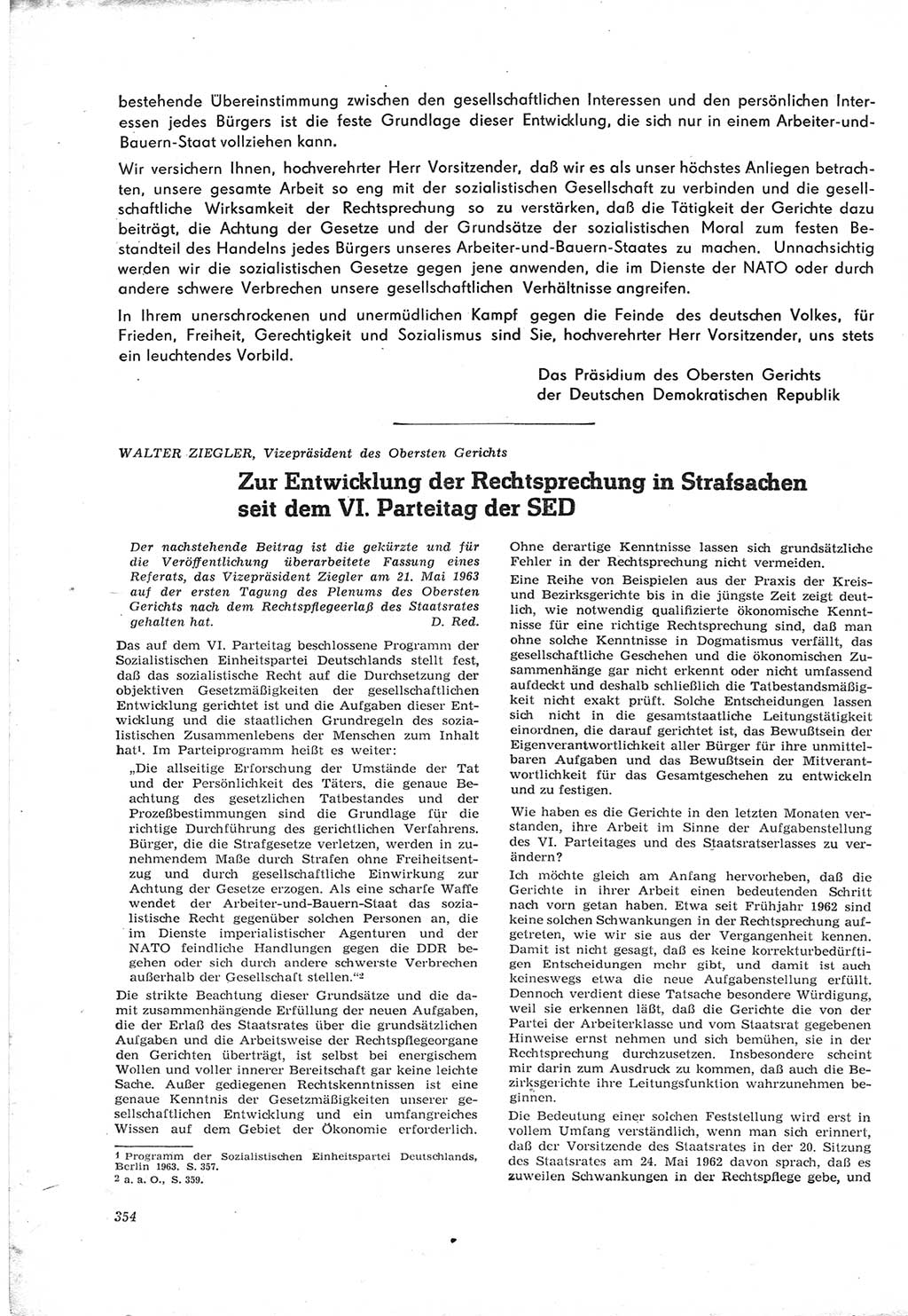 Neue Justiz (NJ), Zeitschrift für Recht und Rechtswissenschaft [Deutsche Demokratische Republik (DDR)], 17. Jahrgang 1963, Seite 354 (NJ DDR 1963, S. 354)