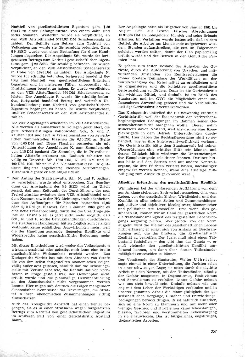Neue Justiz (NJ), Zeitschrift für Recht und Rechtswissenschaft [Deutsche Demokratische Republik (DDR)], 17. Jahrgang 1963, Seite 357 (NJ DDR 1963, S. 357)