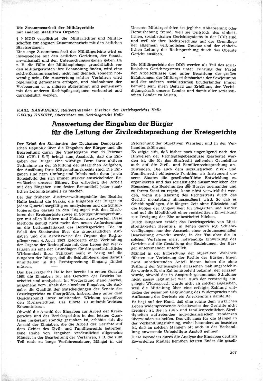 Neue Justiz (NJ), Zeitschrift für Recht und Rechtswissenschaft [Deutsche Demokratische Republik (DDR)], 17. Jahrgang 1963, Seite 367 (NJ DDR 1963, S. 367)