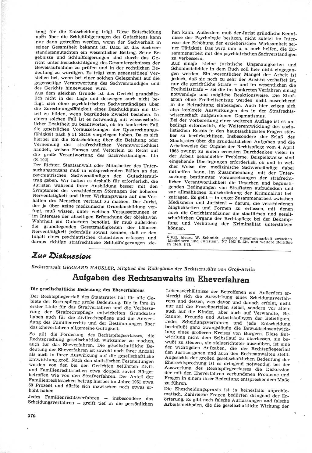 Neue Justiz (NJ), Zeitschrift für Recht und Rechtswissenschaft [Deutsche Demokratische Republik (DDR)], 17. Jahrgang 1963, Seite 370 (NJ DDR 1963, S. 370)