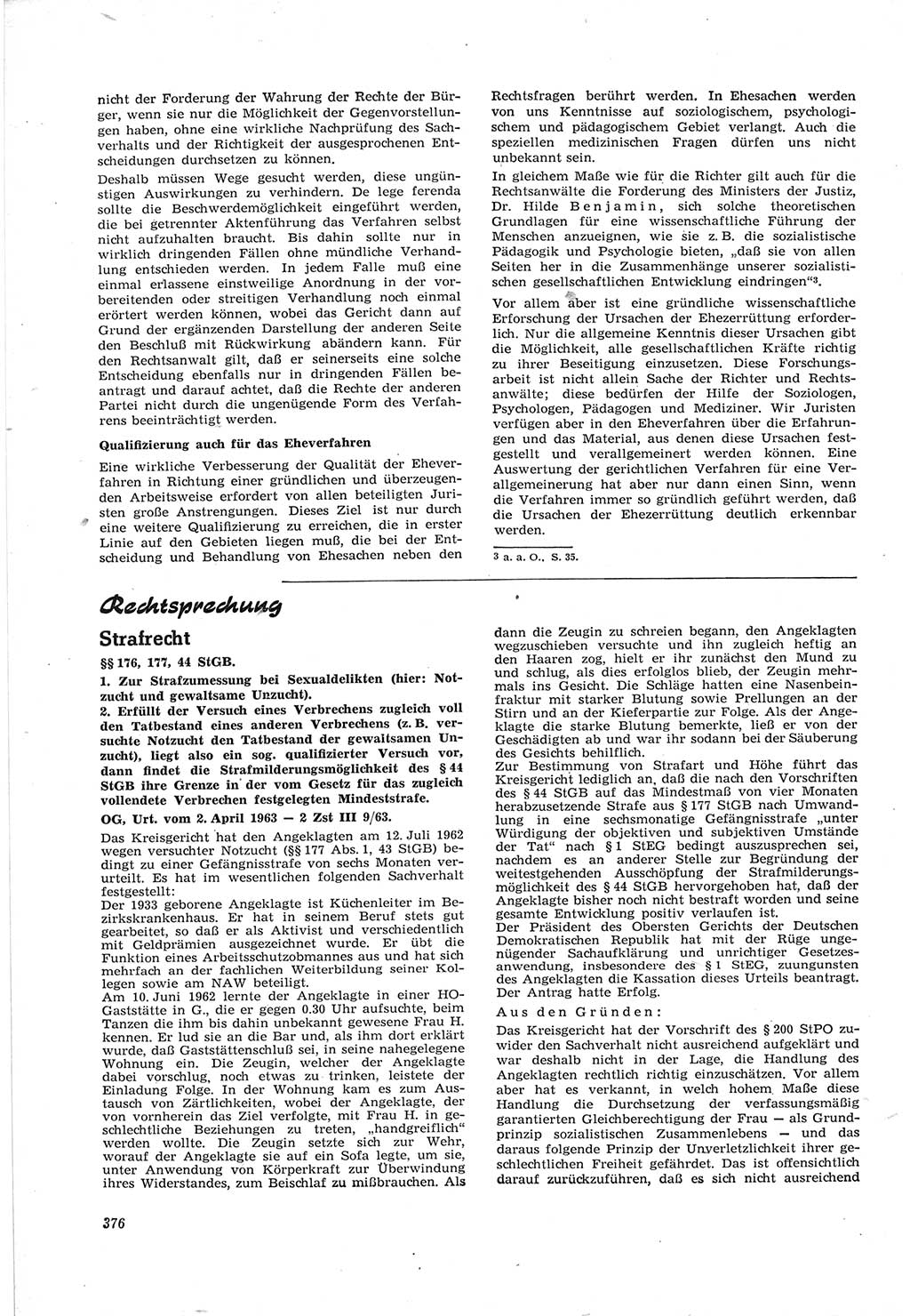 Neue Justiz (NJ), Zeitschrift für Recht und Rechtswissenschaft [Deutsche Demokratische Republik (DDR)], 17. Jahrgang 1963, Seite 376 (NJ DDR 1963, S. 376)