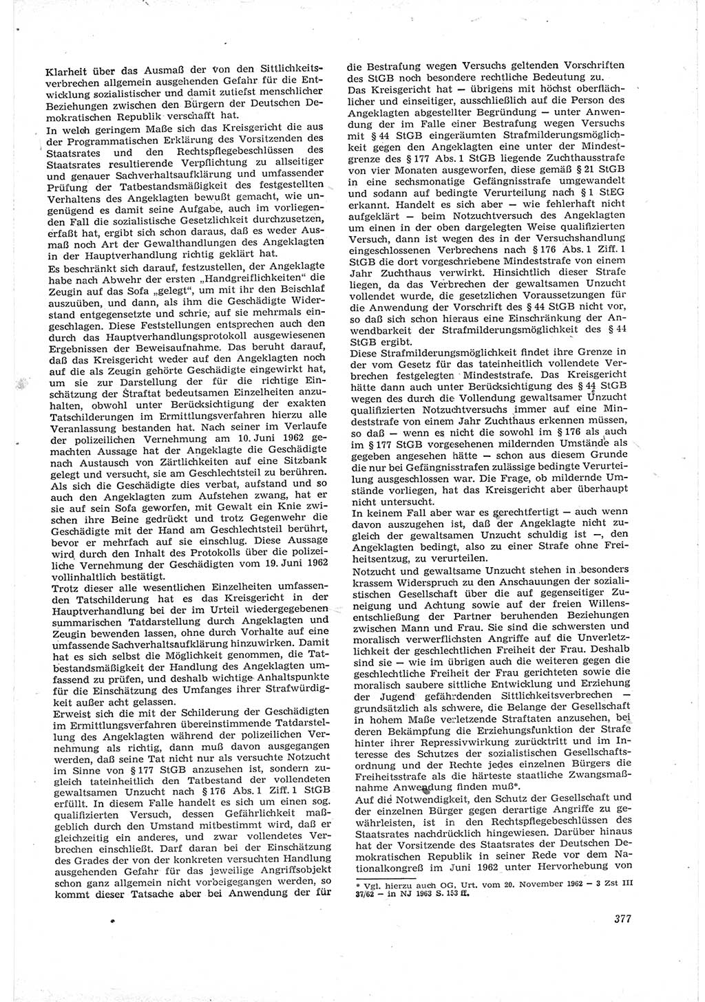 Neue Justiz (NJ), Zeitschrift für Recht und Rechtswissenschaft [Deutsche Demokratische Republik (DDR)], 17. Jahrgang 1963, Seite 377 (NJ DDR 1963, S. 377)