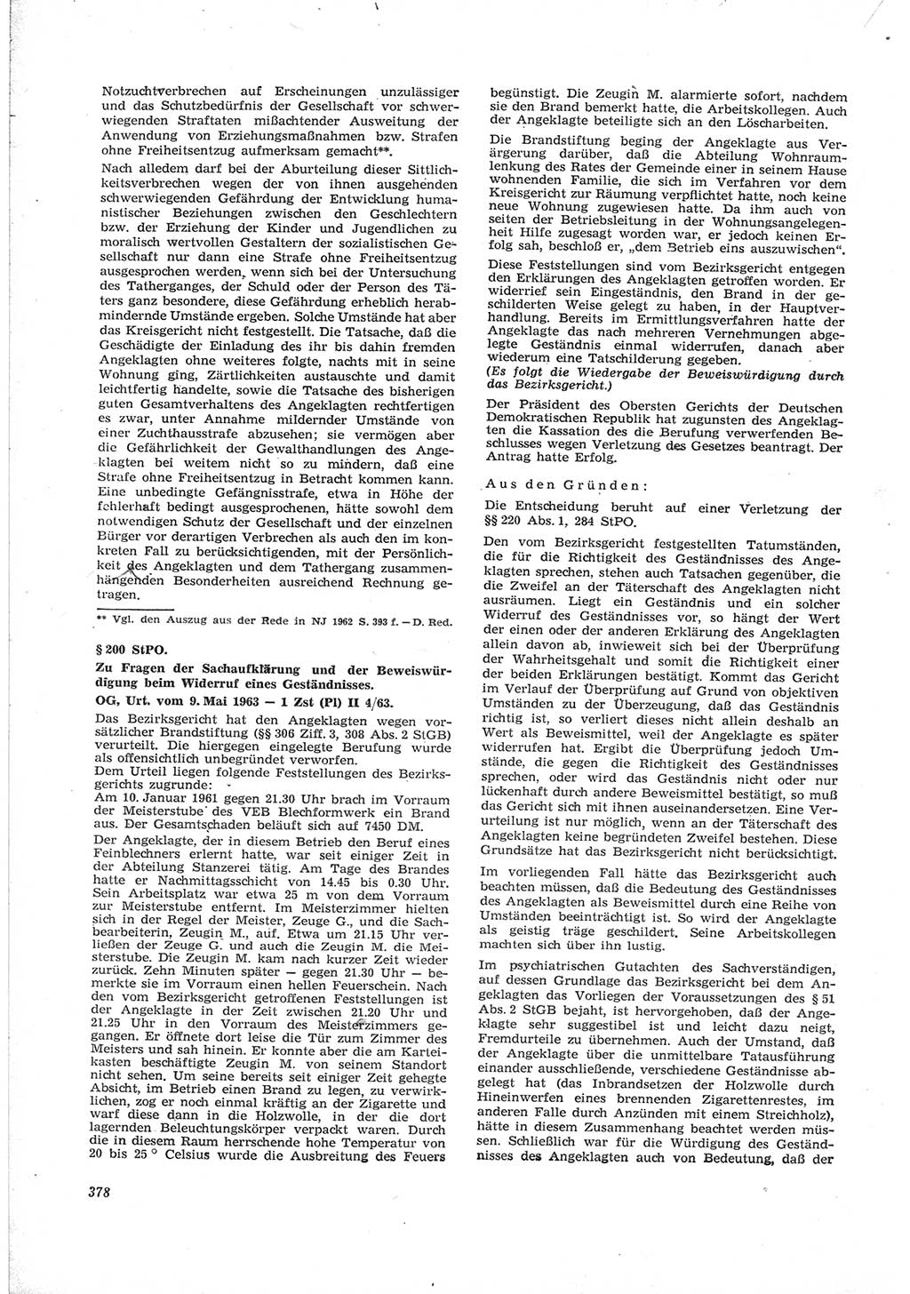 Neue Justiz (NJ), Zeitschrift für Recht und Rechtswissenschaft [Deutsche Demokratische Republik (DDR)], 17. Jahrgang 1963, Seite 378 (NJ DDR 1963, S. 378)